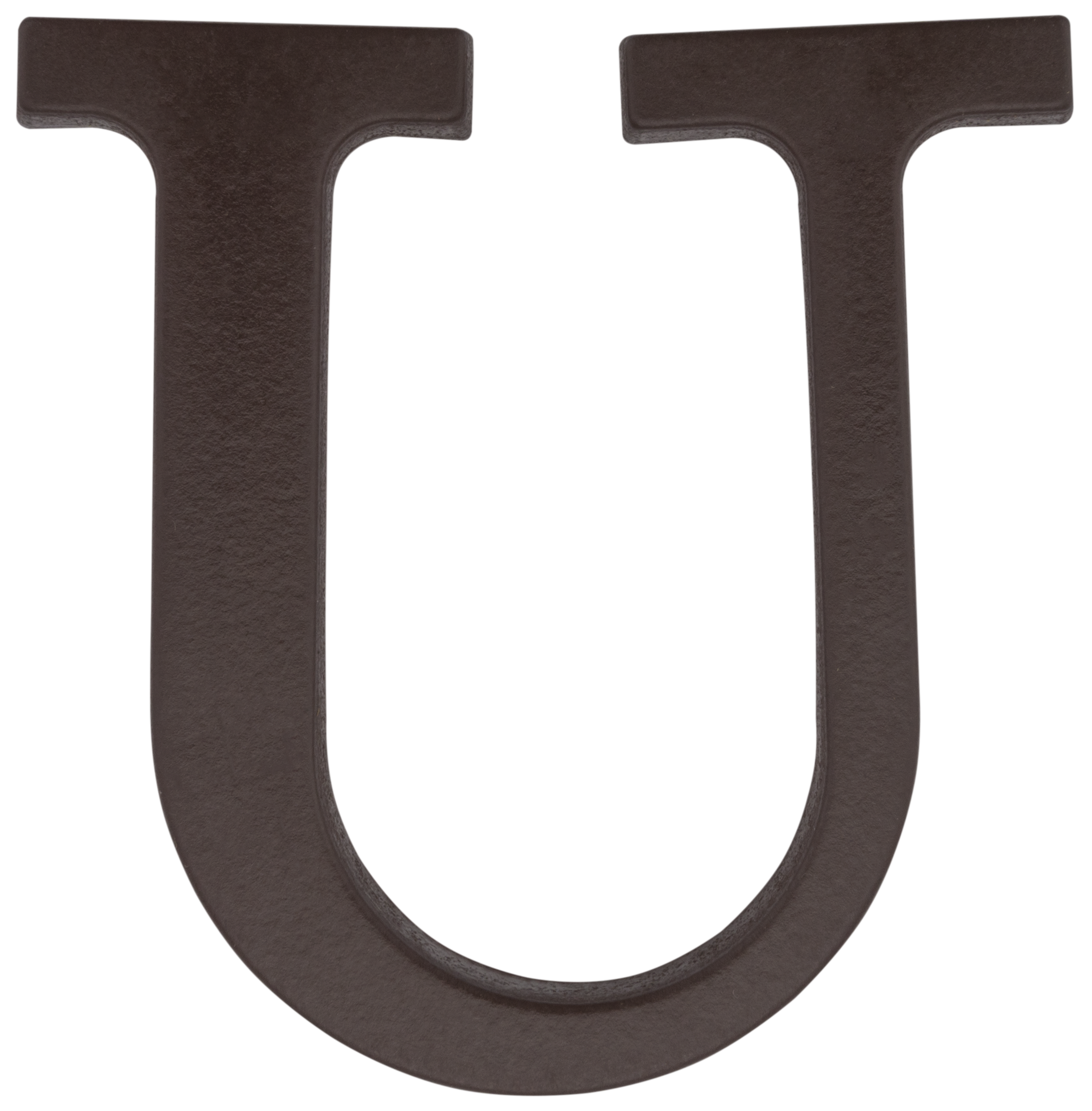 Litera U wys.9 cm plastikowa brązowa
