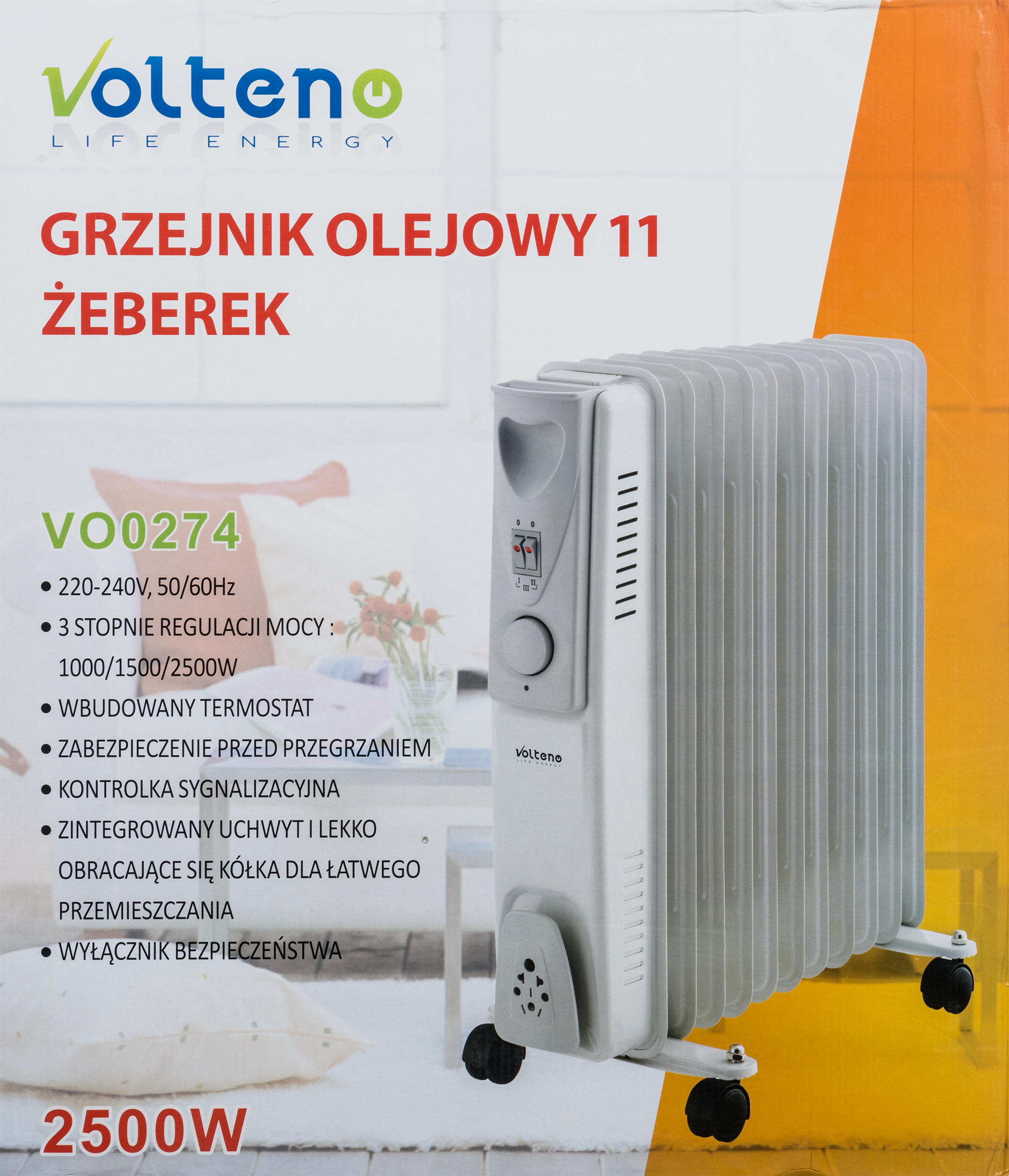 Grzejnik olejowy 2500W Szary VOLTENO - 3