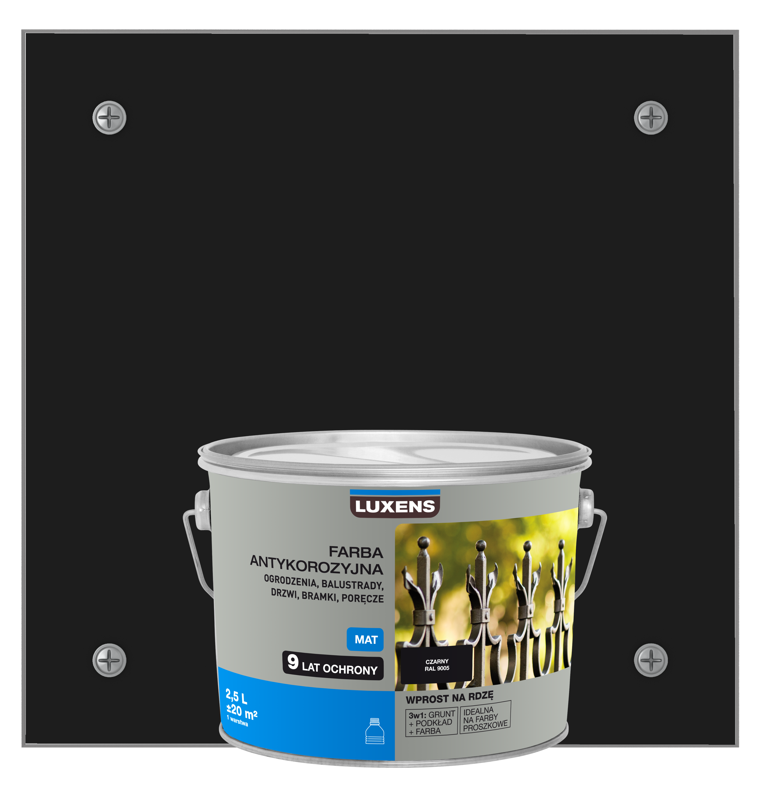 Farba antykorozyjna 2.5 l Czarny Mat LUXENS