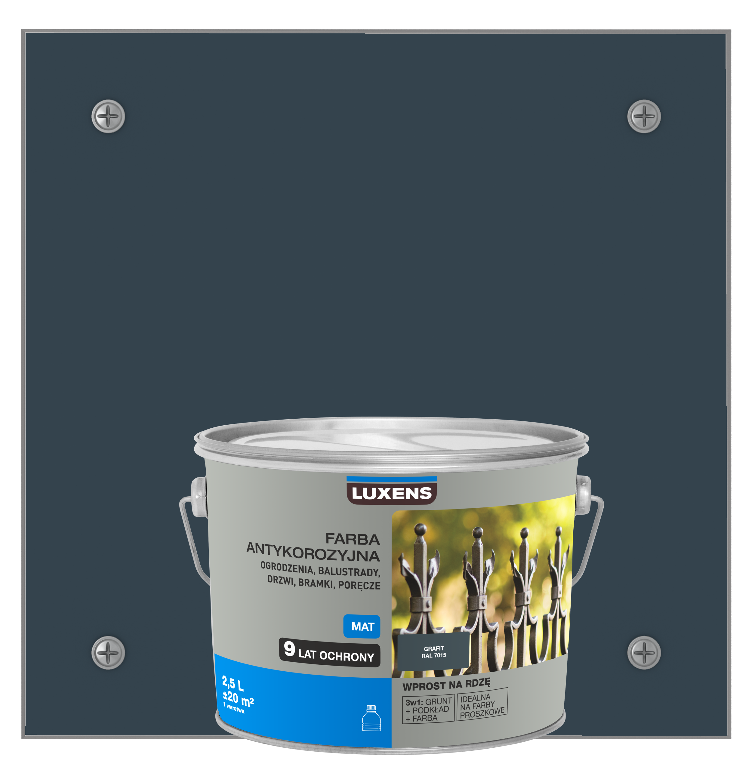 Farba antykorozyjna 2.5 l Grafitowy Mat LUXENS