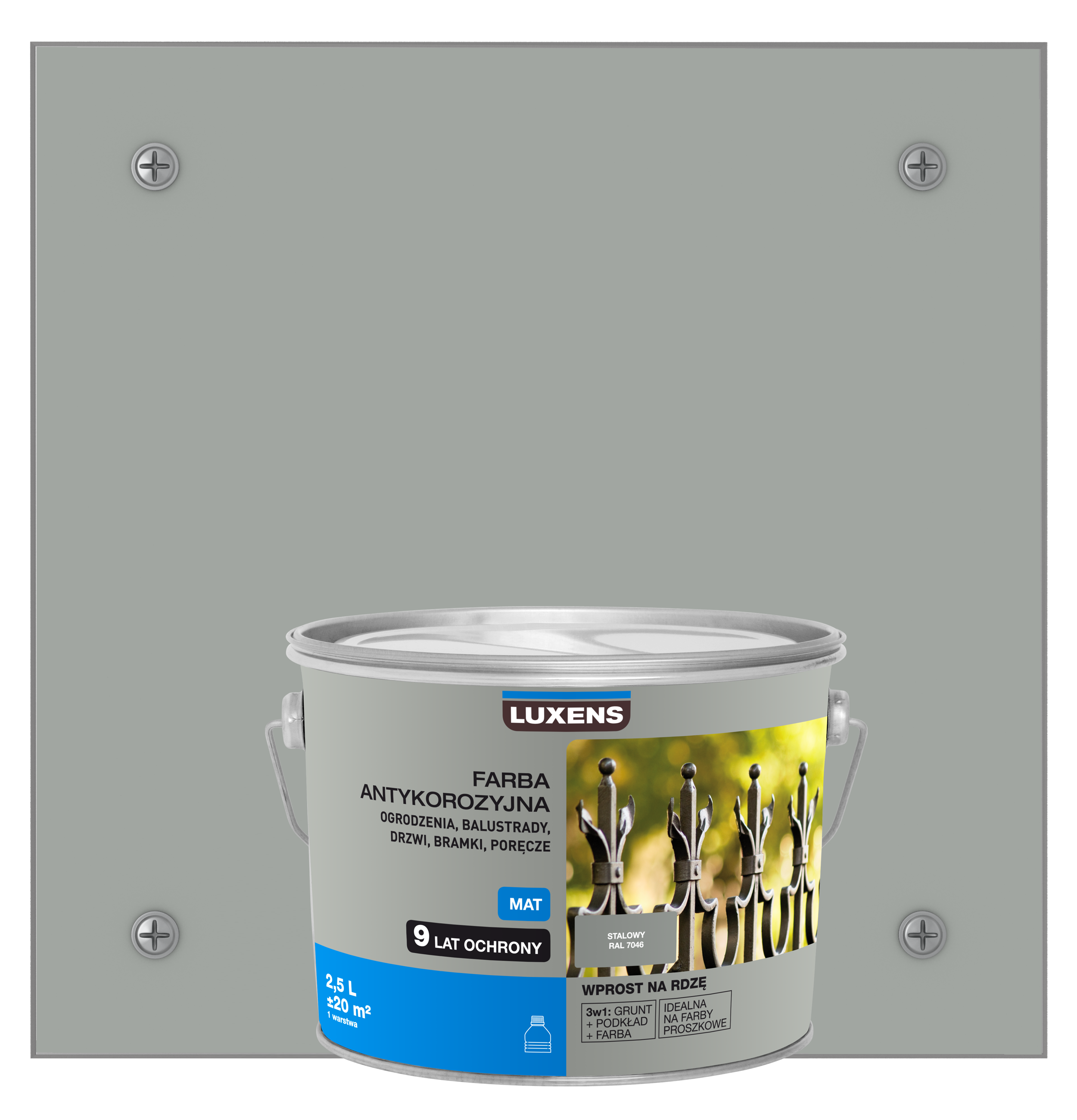 Farba antykorozyjna 2.5 l Stalowy Mat LUXENS