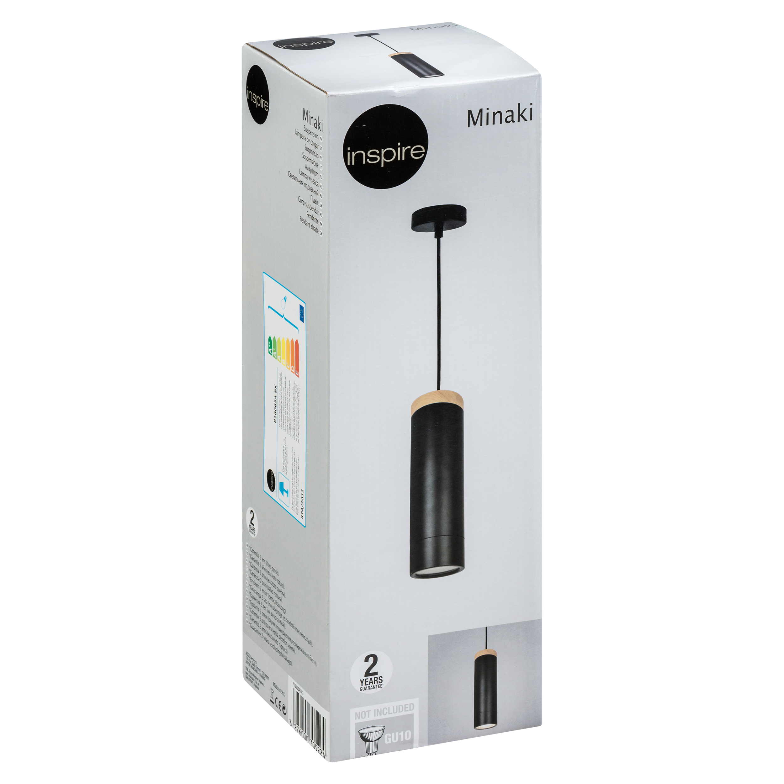 Lampadario Natura Minaki nero paralume nero GU10 Ø7.5cm INSPIRE - 12