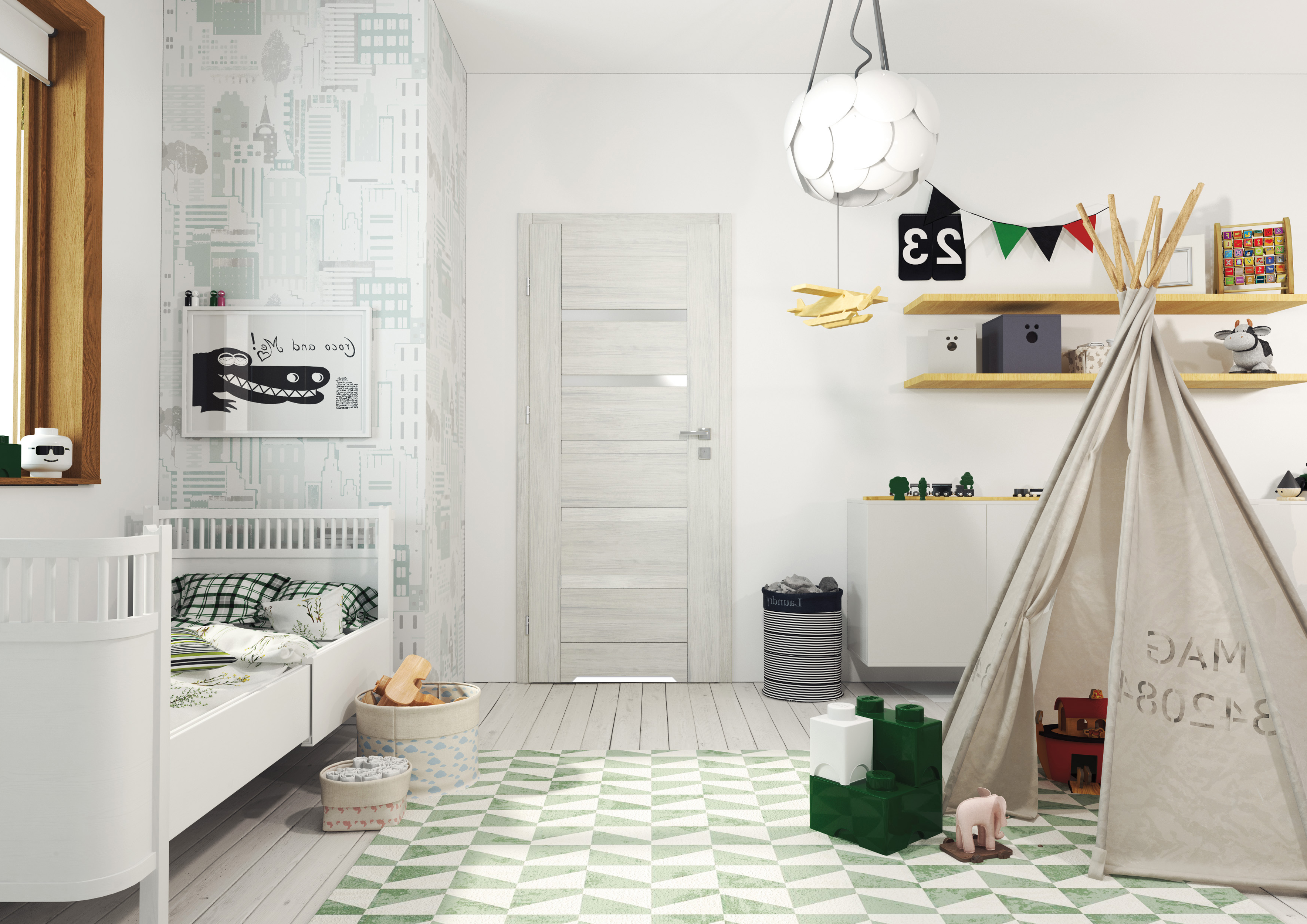 Drzwi wewnętrzne łazienkowe z podcięciem wentylacyjnym Etna Dąb arctic 70 Lewe Artens - 2