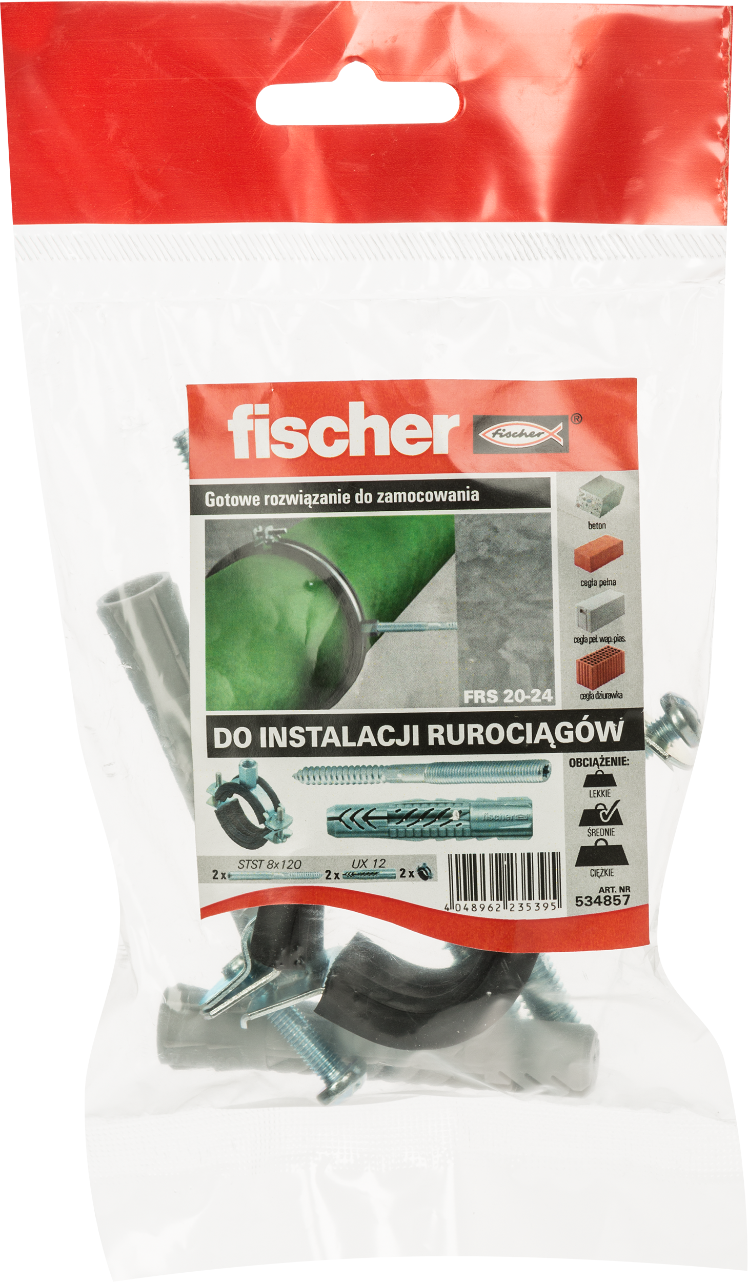 Zestaw obejm do rur 20-24 + STST 8X120 FISCHER - 2