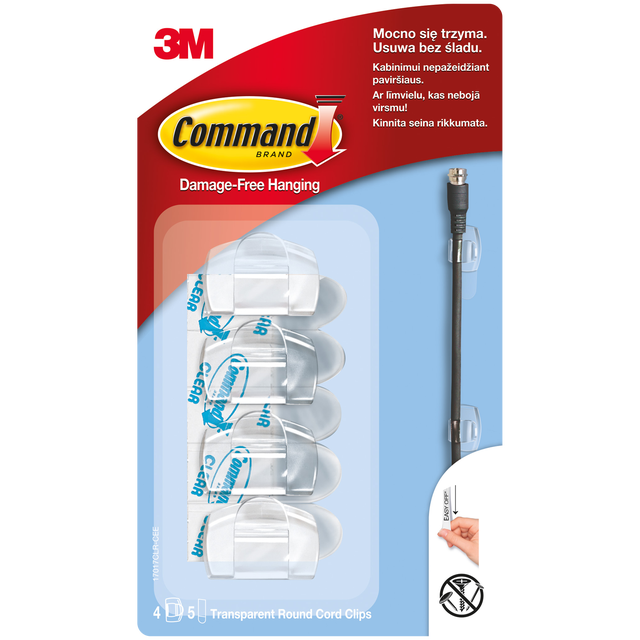 Uchwyty do kabli małe Clear 4 szt. Command