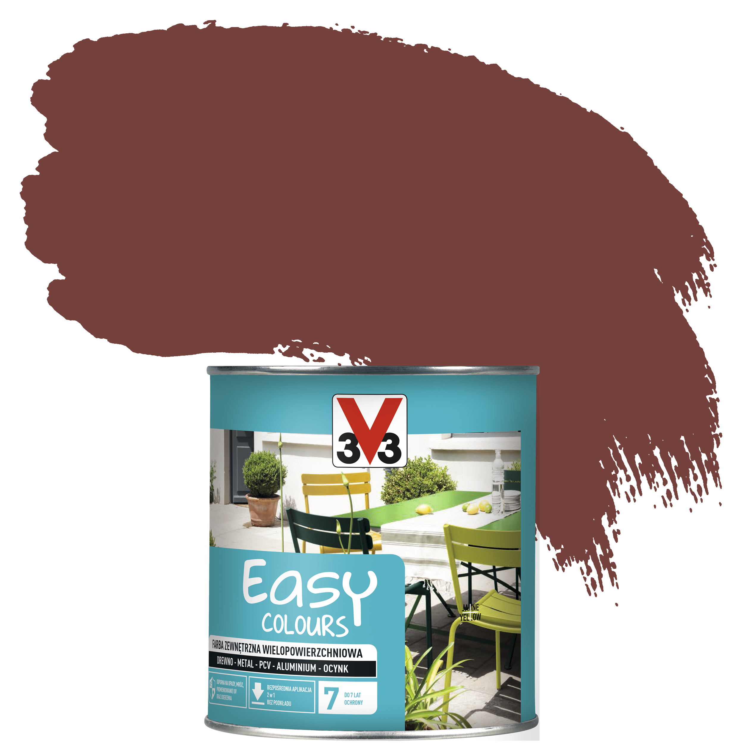 Farba zewnętrzna wielopowierzchniowa EASY COLOURS 0.75 l Czerwony baskijski Satynowy V33