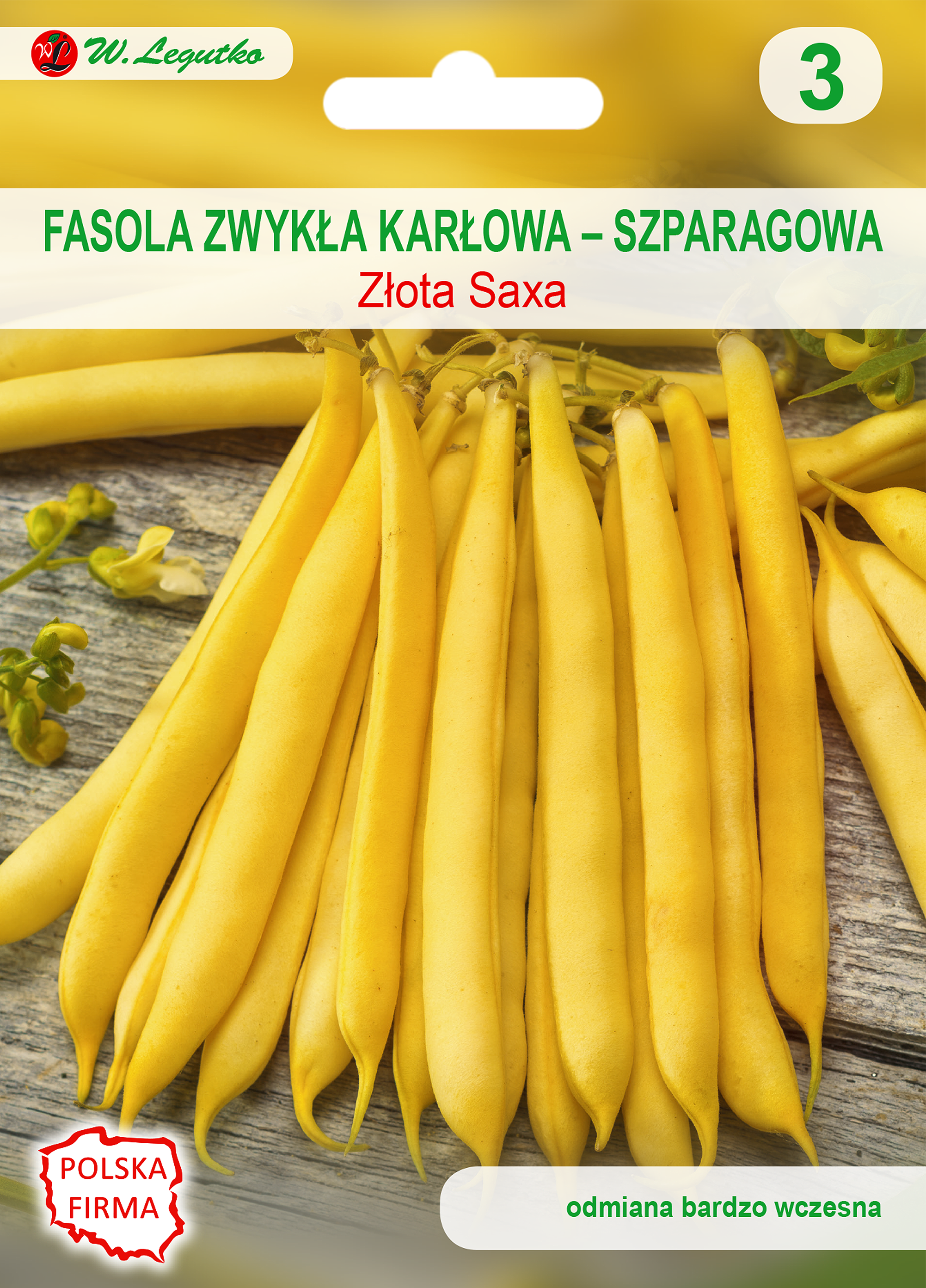 Fasola szparagowa karłowa Złota Saxa nasiona 35g W. Legutko