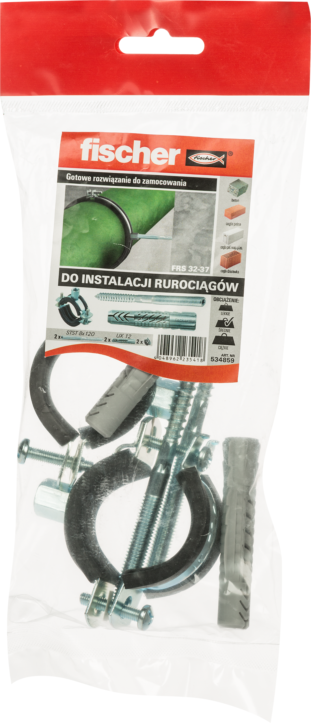 Zestaw obejm do rur 32-37 + STST 8X120 FISCHER - 2