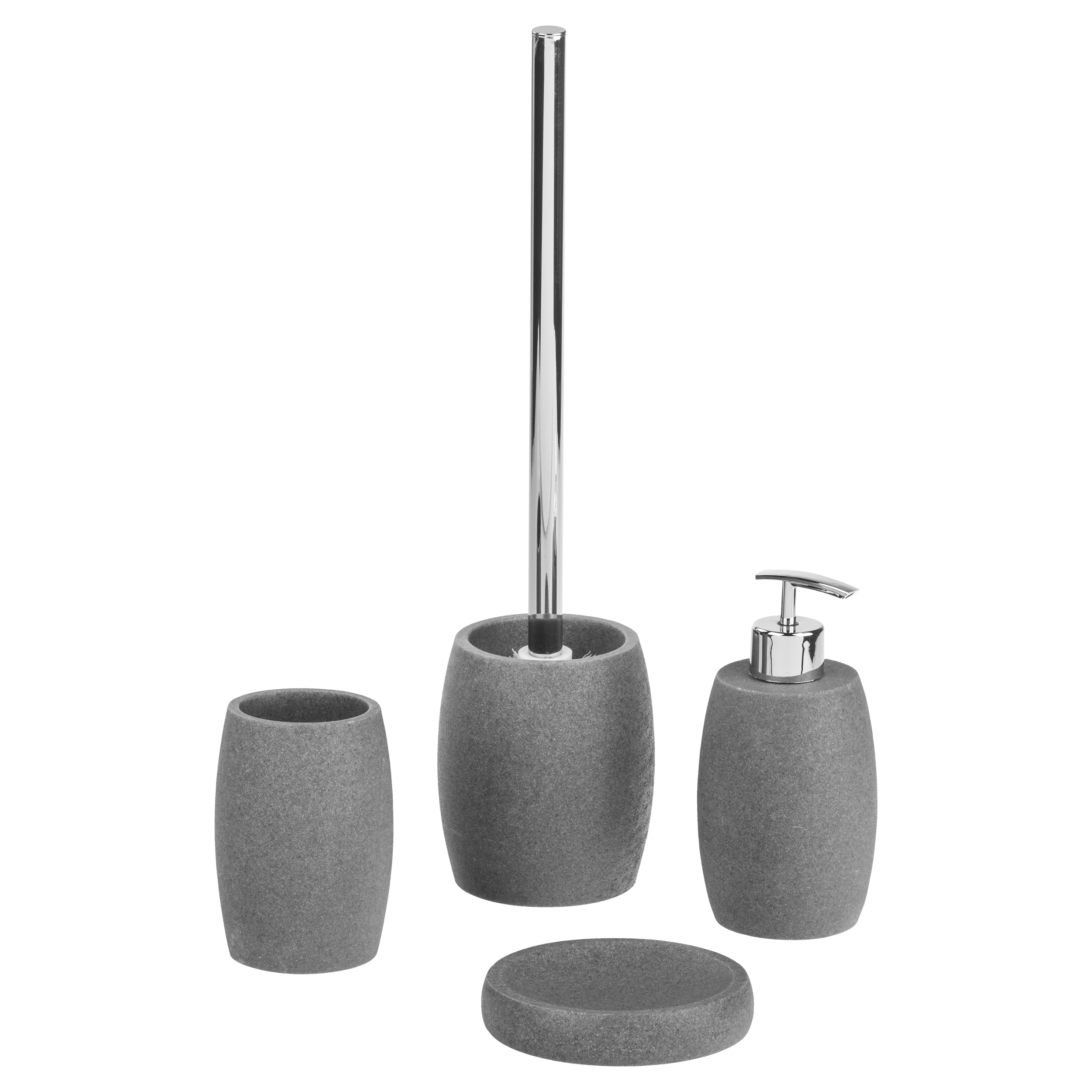 Bicchiere da bagno porta spazzolini Sand  L 8 x H 11 in resina grigio - 3