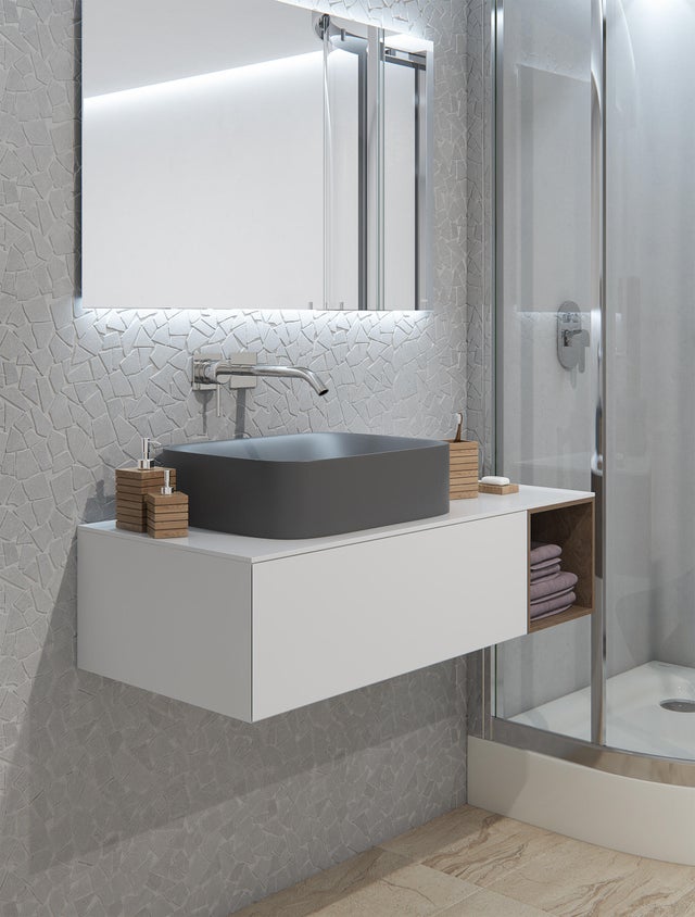 Piastrella Mosaico in marmo Opux grigio opaco L 30 x L 30cm x Sp. 7 mm