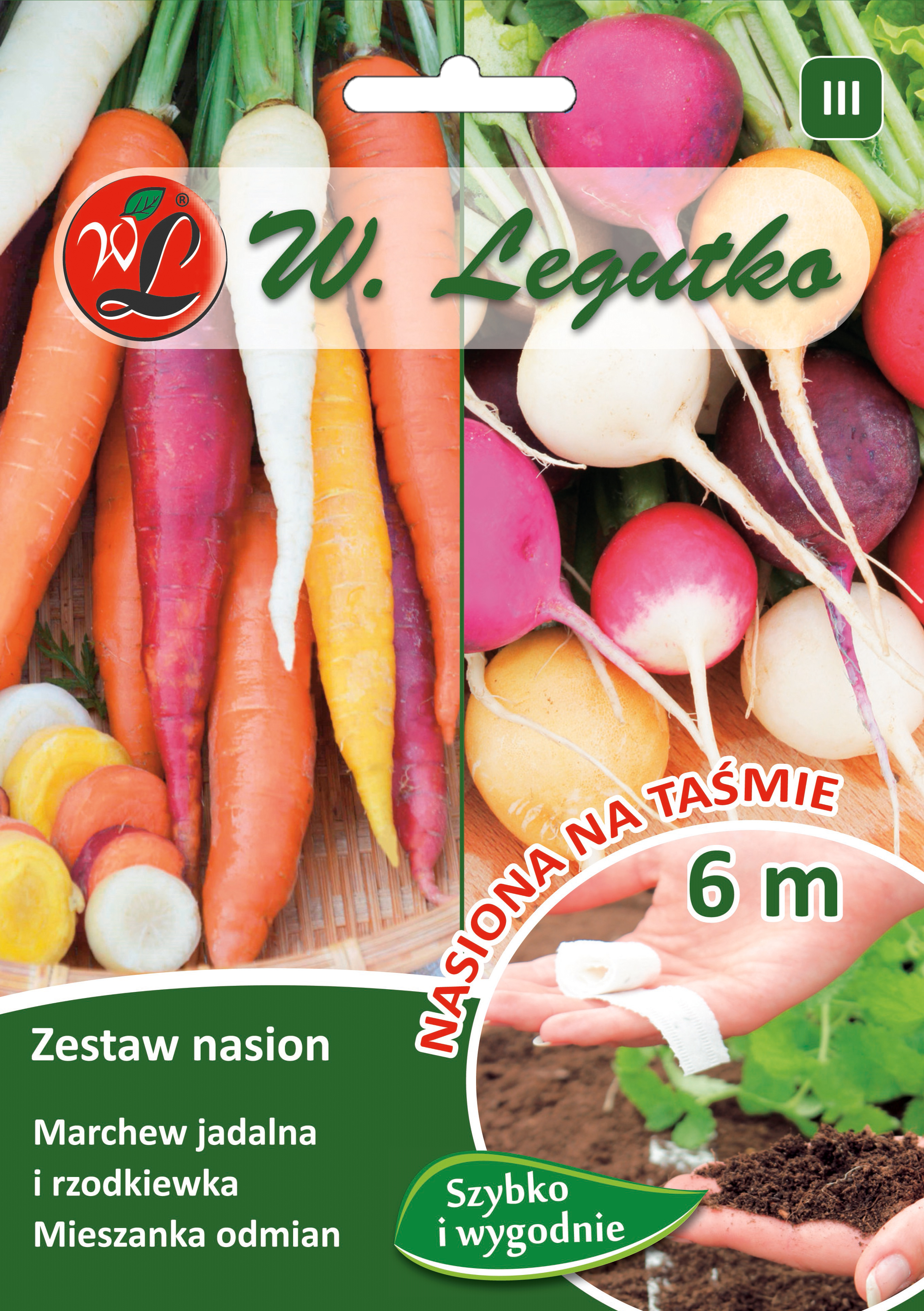 Mieszanka marchew i rzodkiewka nasiona na taśmie 6m W.Legutko