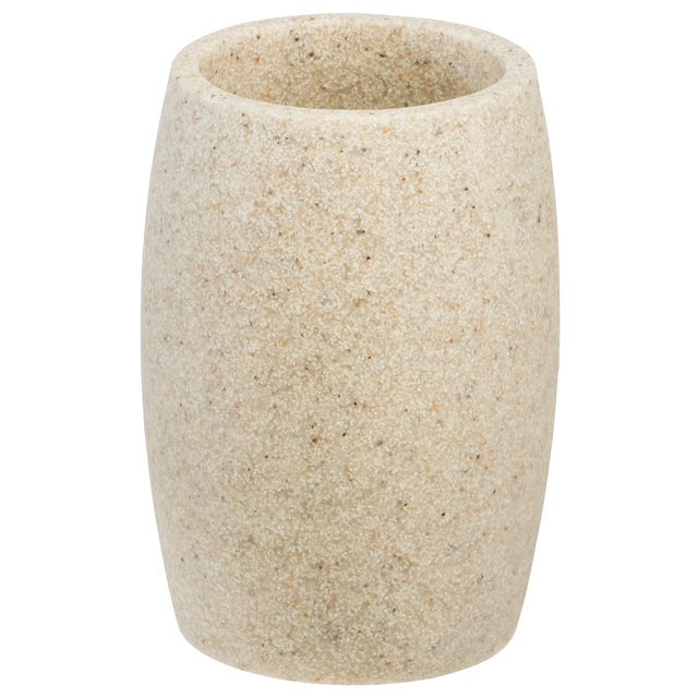 Bicchiere da bagno porta spazzolini Sand  L 8 x H 11.5 in resina beige