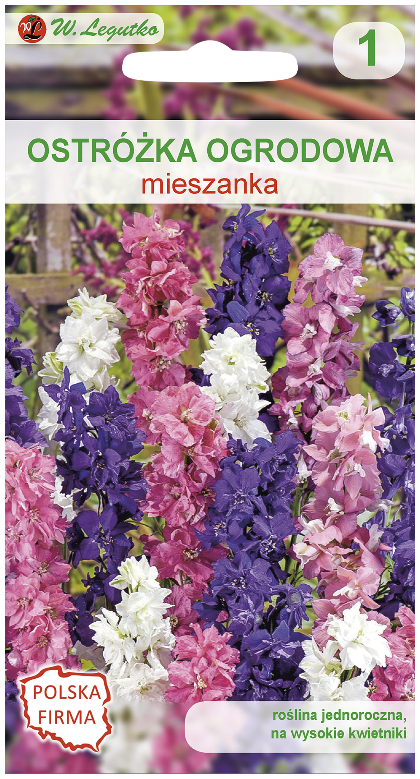 Ostróżka ogrodowa jednoroczna nasiona tradycyjne W.Legutko