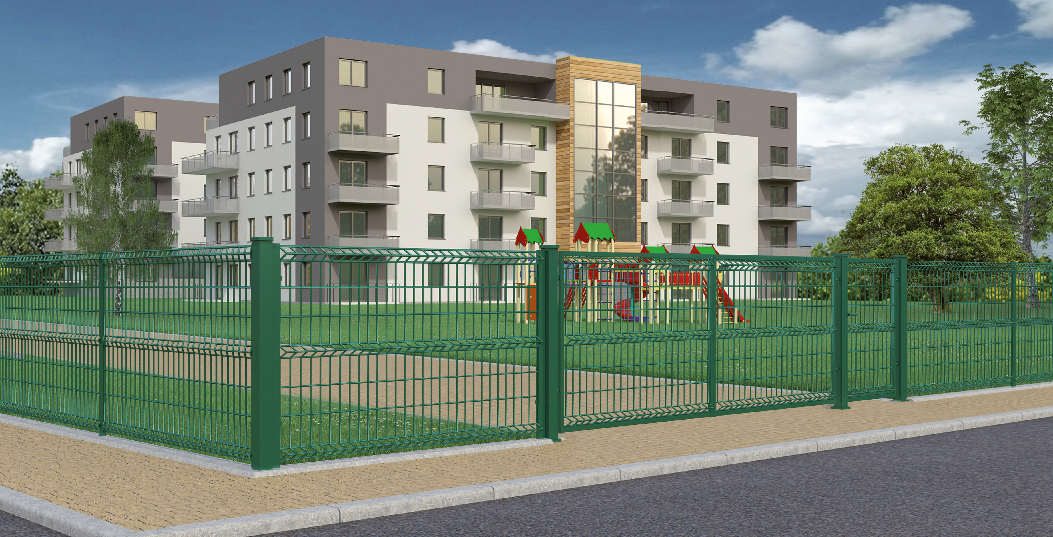Brama dwuskrzydłowa Stark 3D 4x1,2 m zielona Polbram - 2