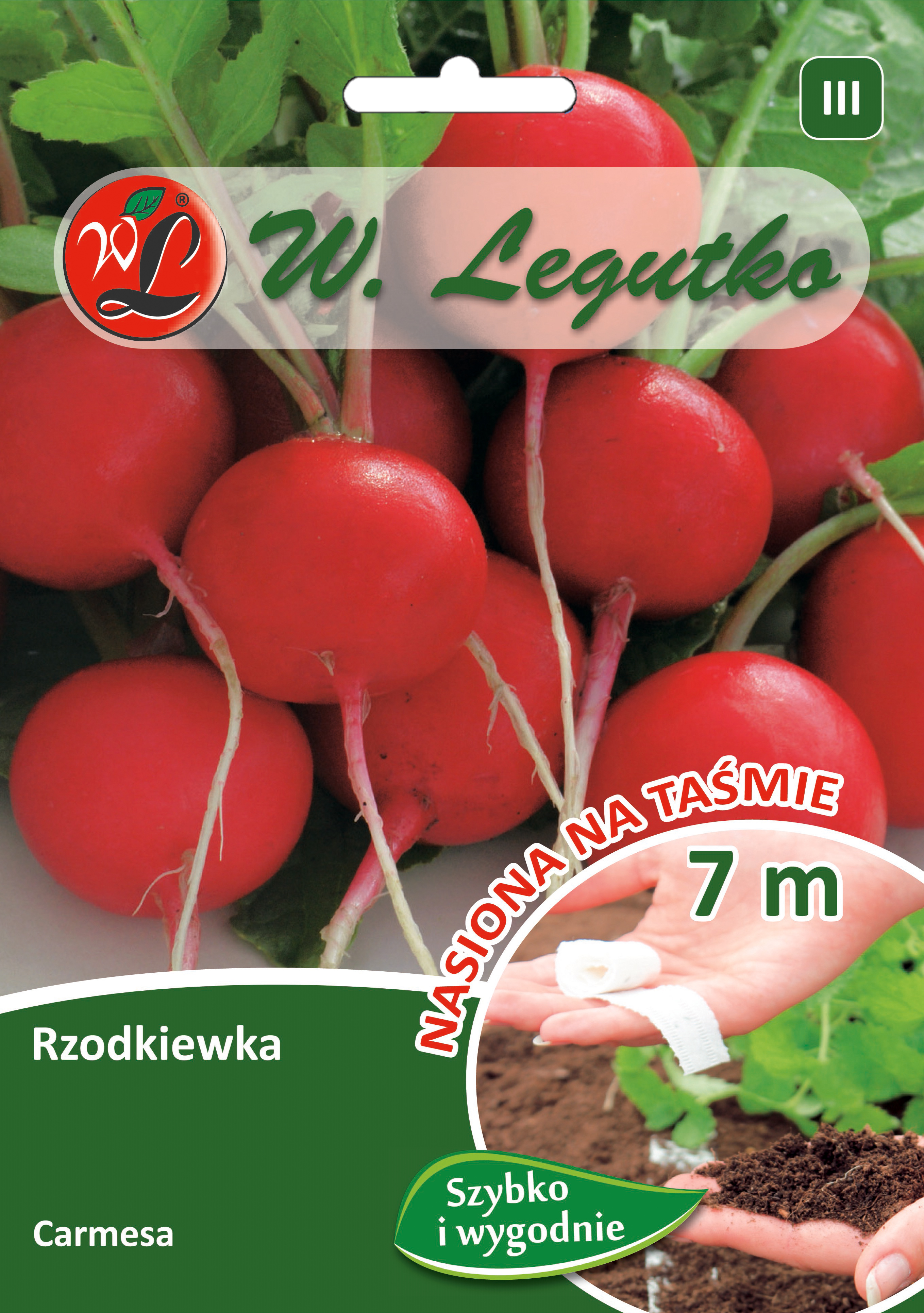 Rzodkiewka Carmesa nasiona na taśmie 7 m W. Legutko