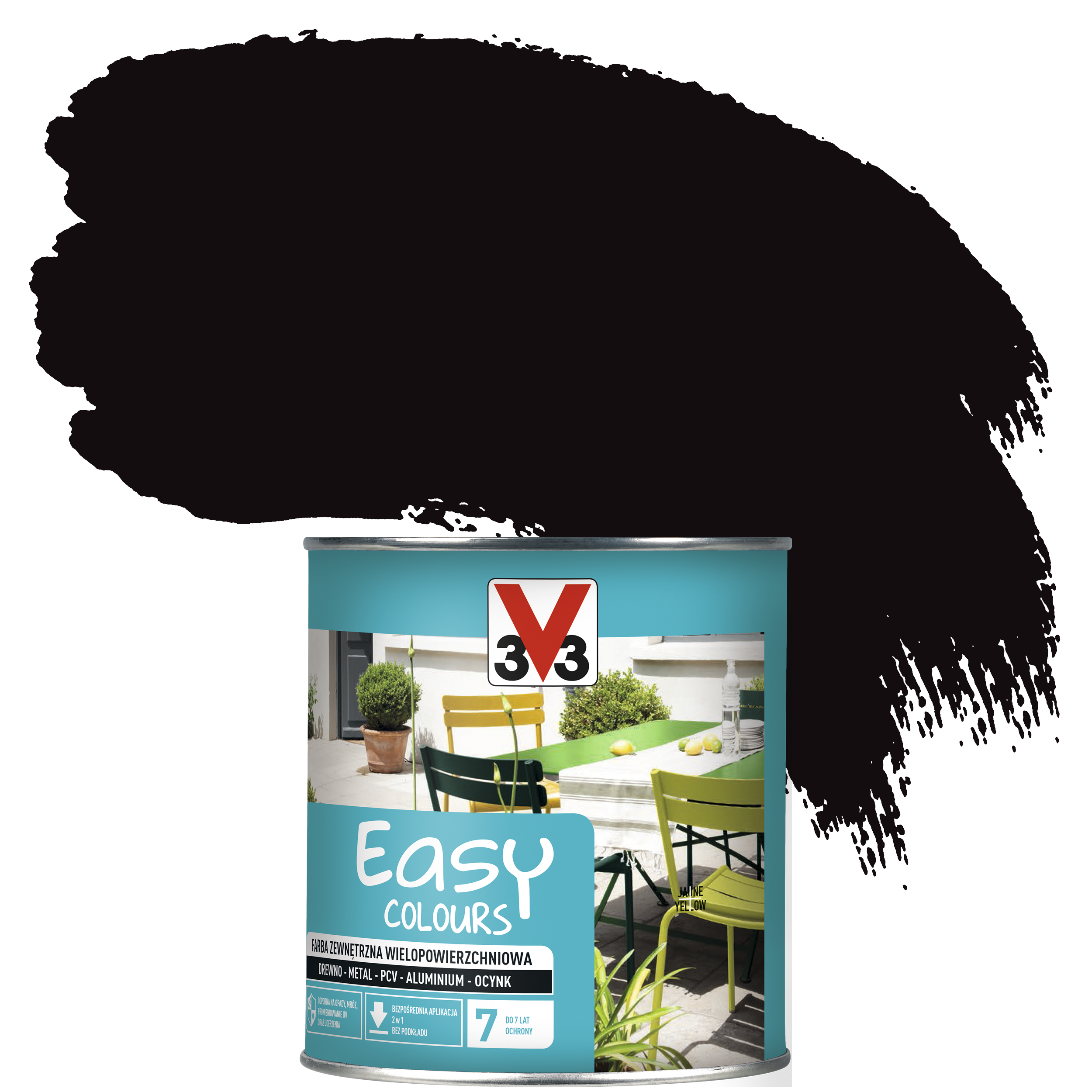 Farba zewnętrzna wielopowierzchniowa EASY COLOURS 0.75 l Czarny Satynowy V33