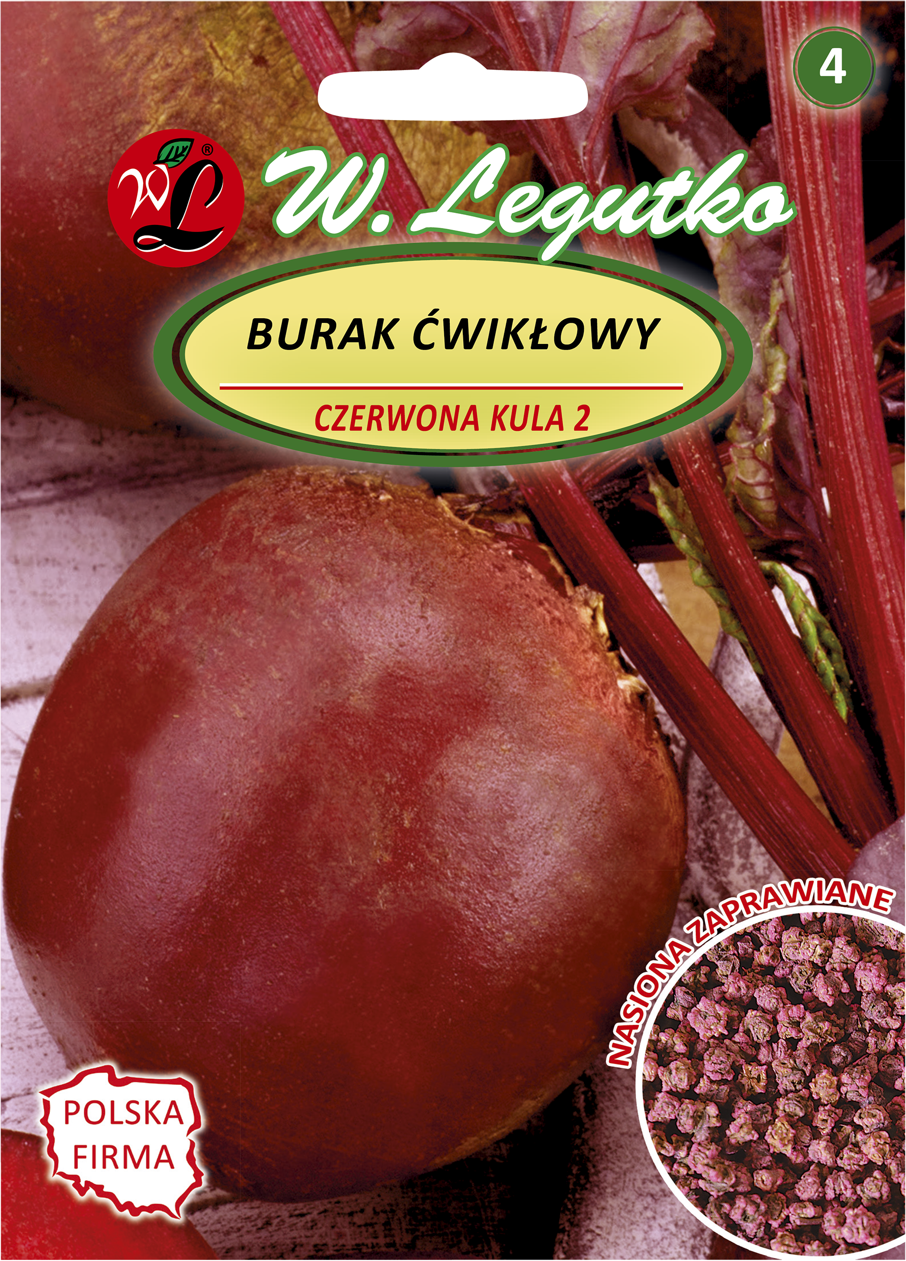 Burak ćwikłowy Czerwona kula 2 nasiona zaprawiane 10g W. Legutko