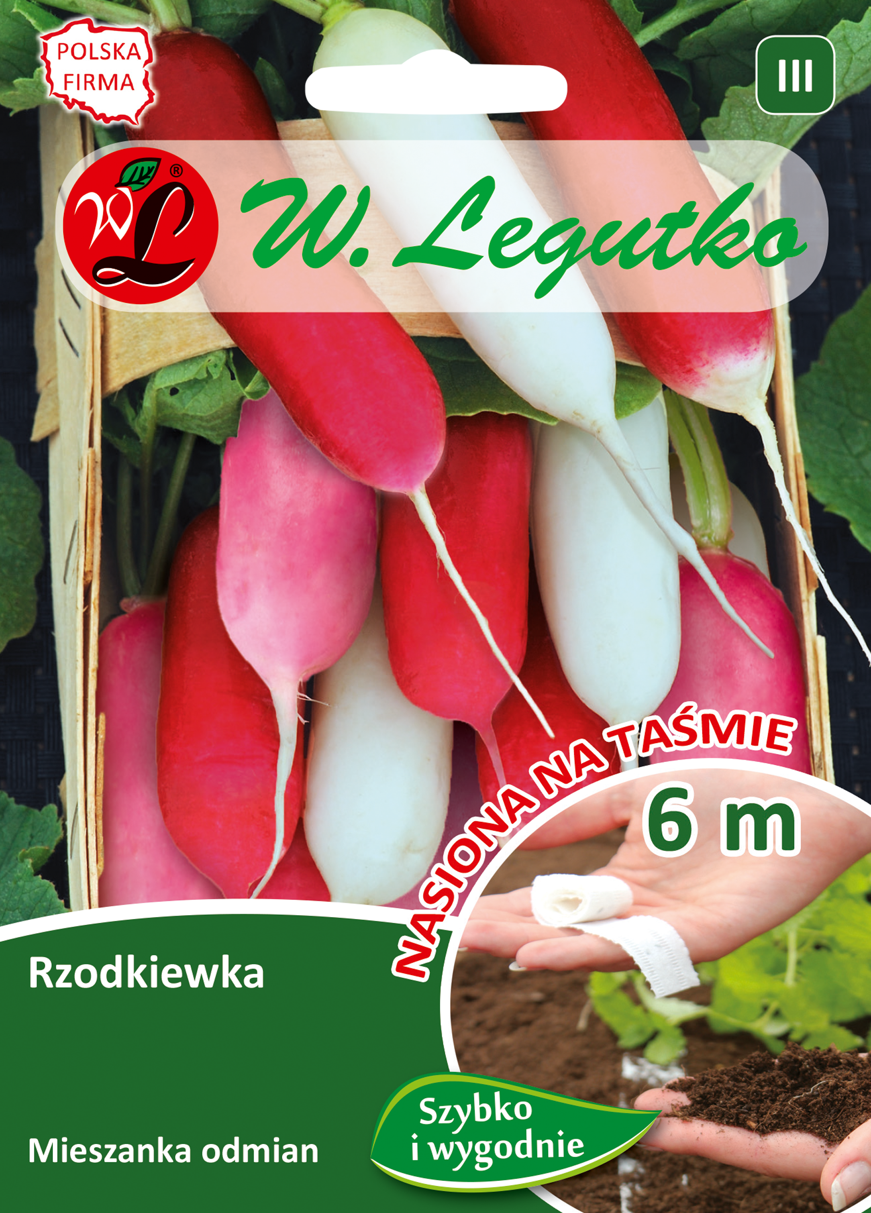 Rzodkiewka mieszanka podłużnych nasiona na taśmie 6 m W. Legutko