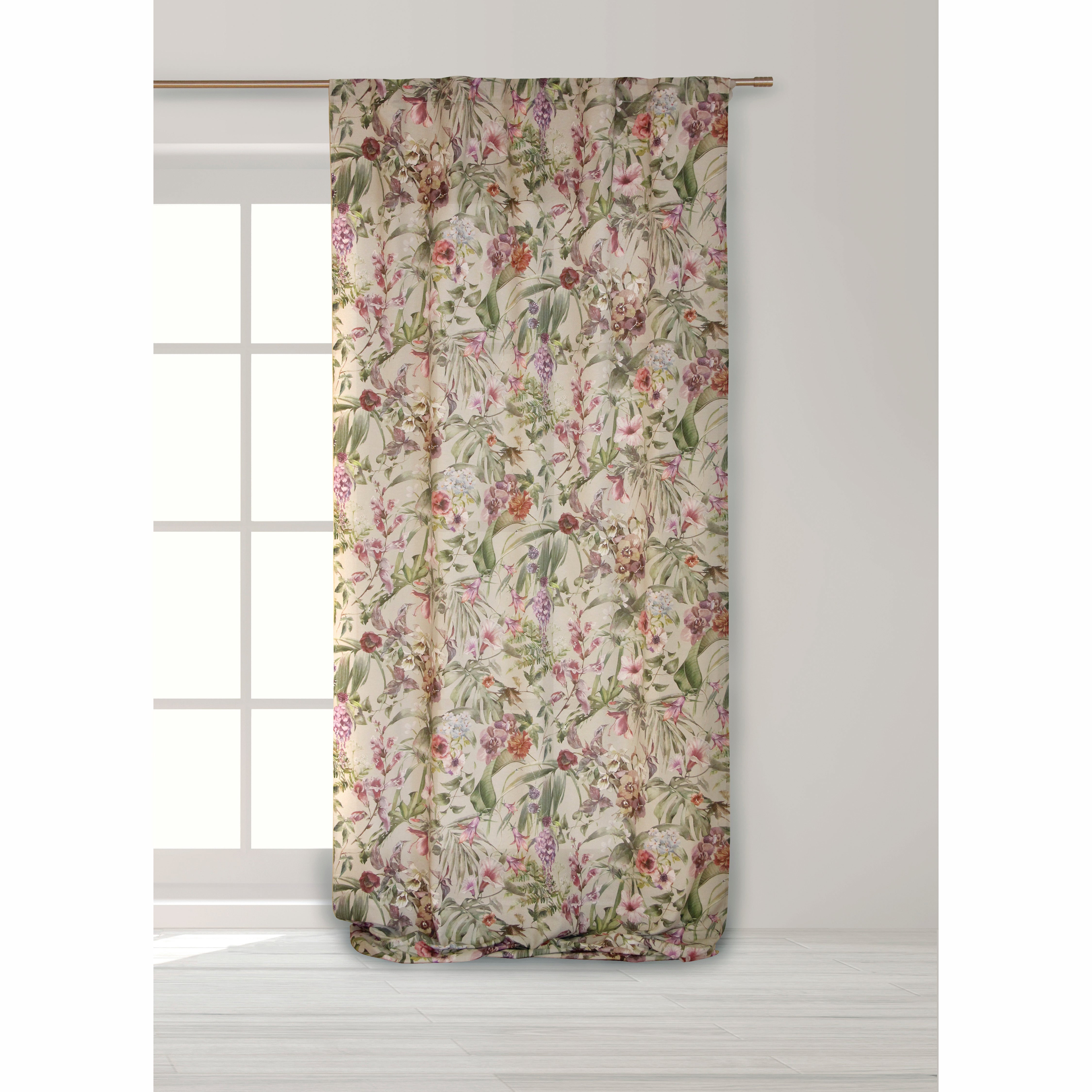 Tenda Puss multicolore, fettuccia e passanti nascosti 140x300 cm - 2