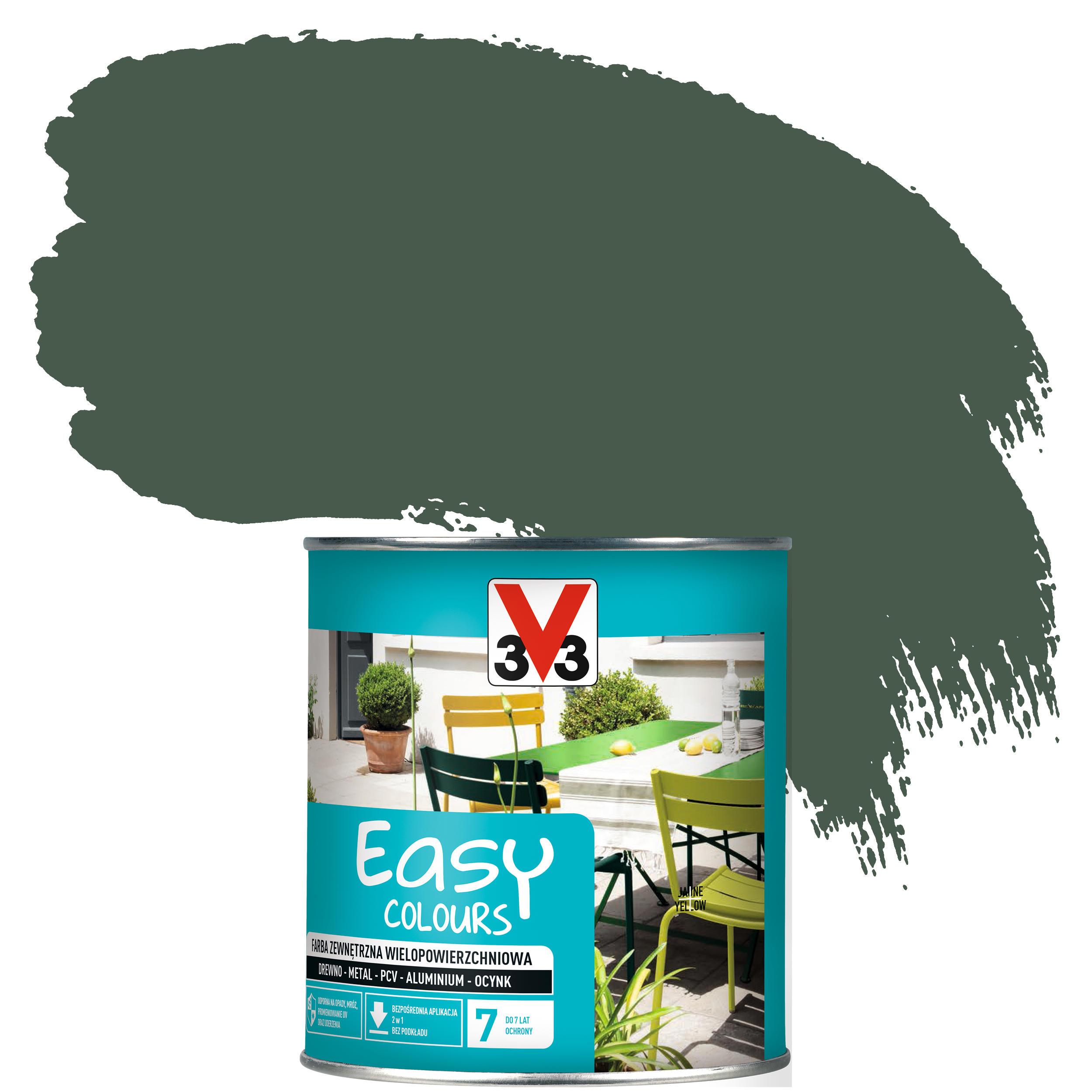 Farba zewnętrzna wielopowierzchniowa EASY COLOURS 0.75 l Zielony baskijski Satynowy V33