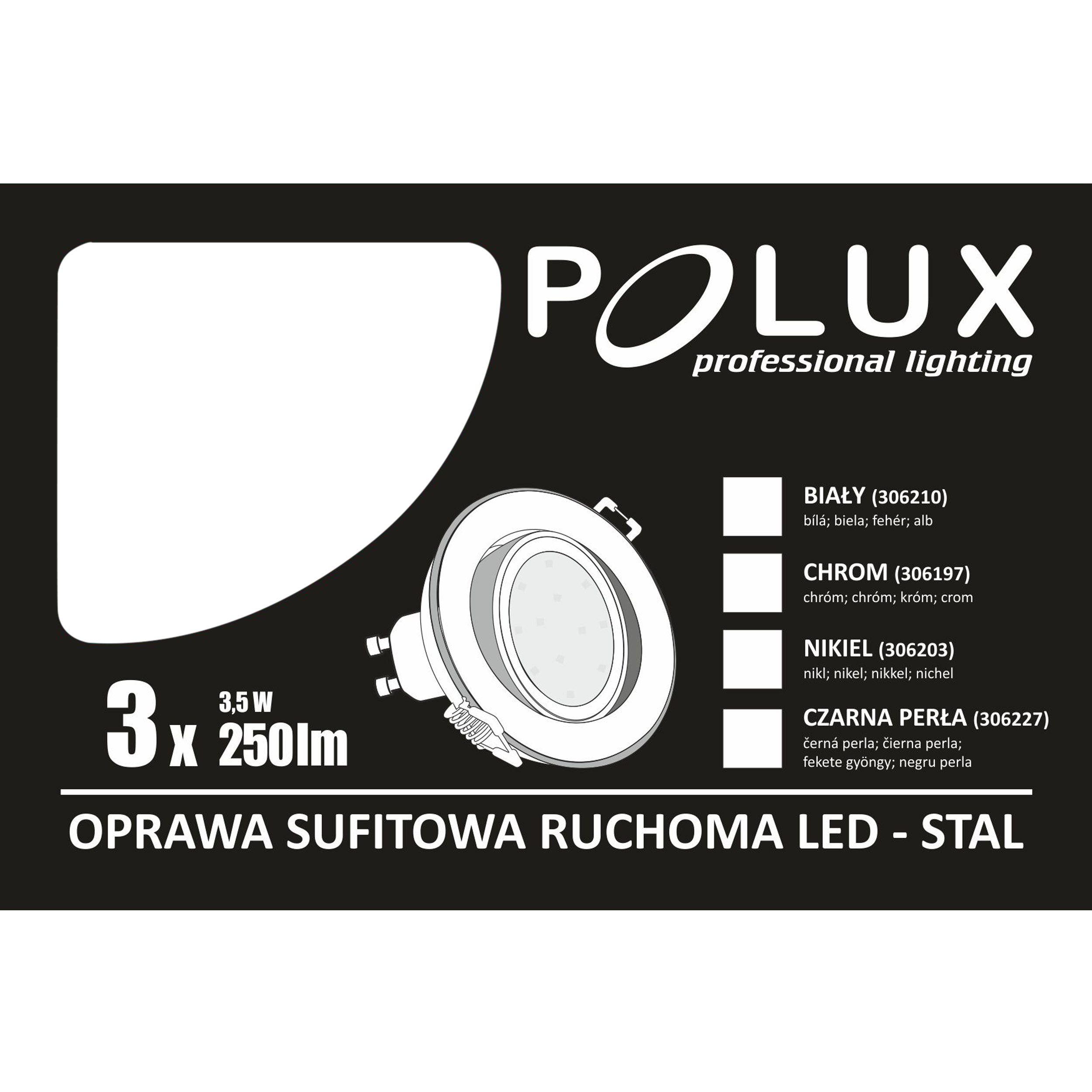 Zestaw opraw stropowych oczek 3 szt. OLIN czarne okrągłe LED POLUX - 2
