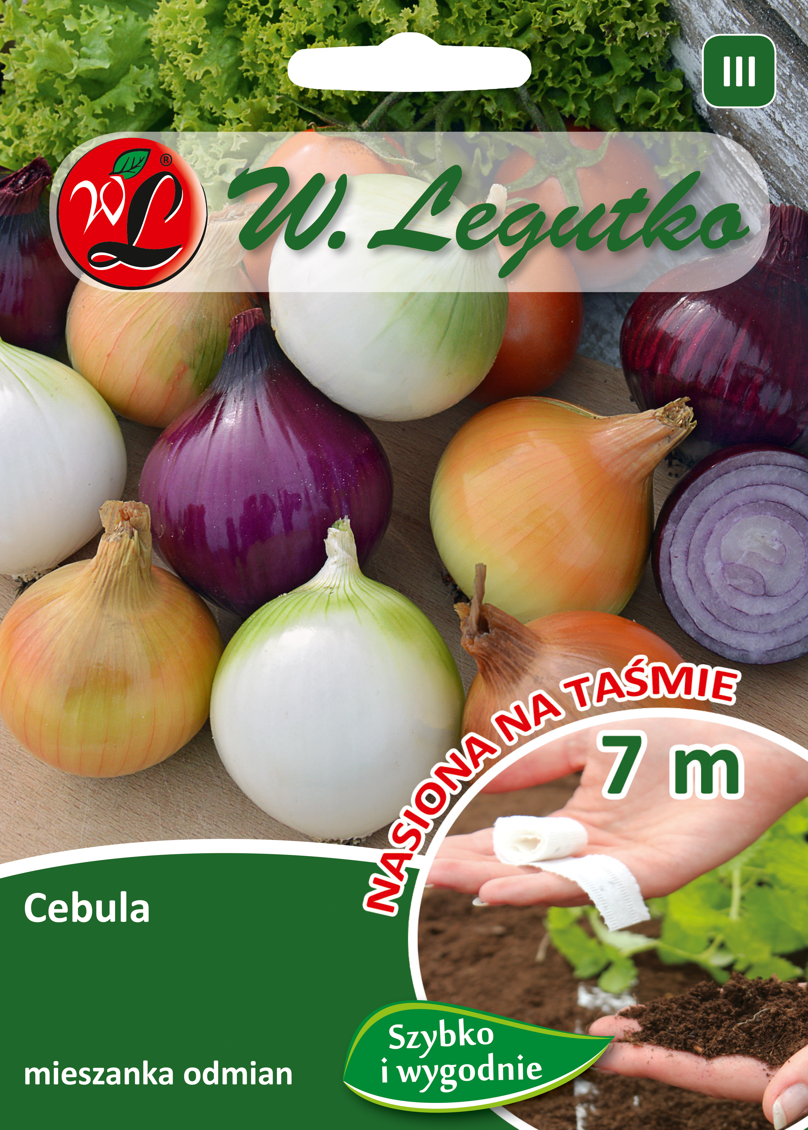 Cebula mieszanka odmian nasiona na taśmie 7 m W. Legutko