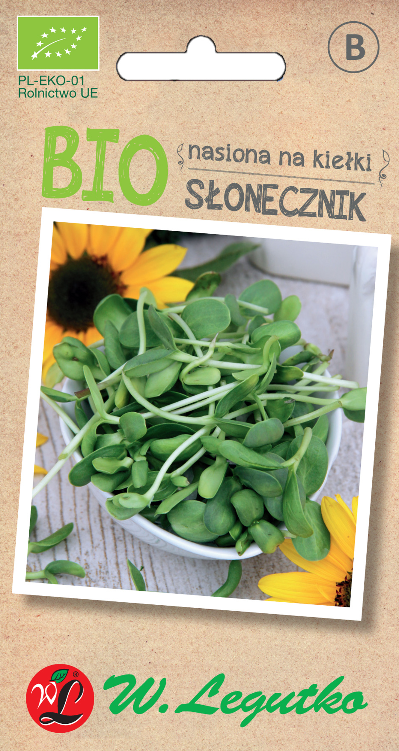Słonecznik Bio nasiona ekologiczne na kiełki 10g W. Legutko