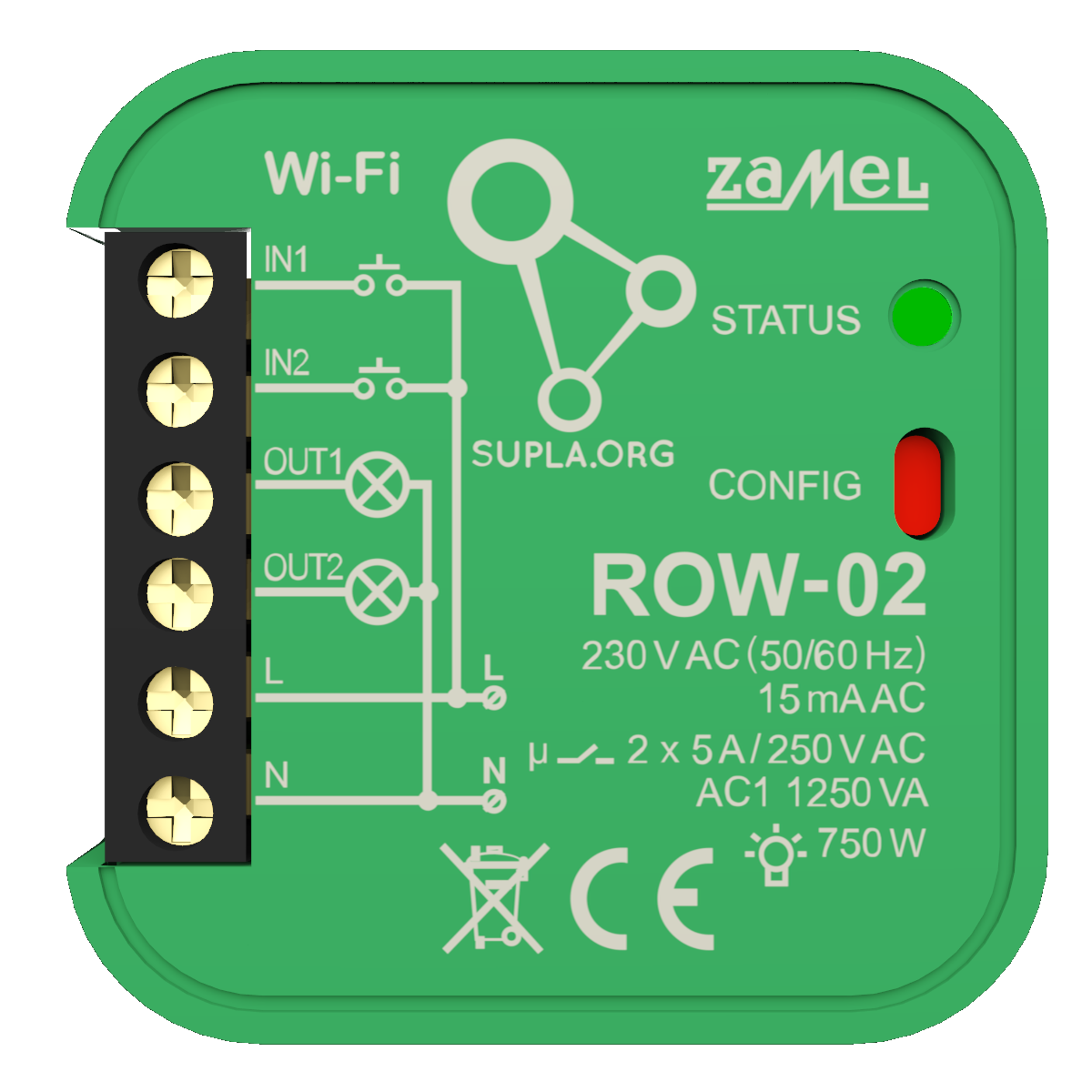 Odbiornik WI-FI ROW-02 2-kierunkowy SUPLA ZAMEL
