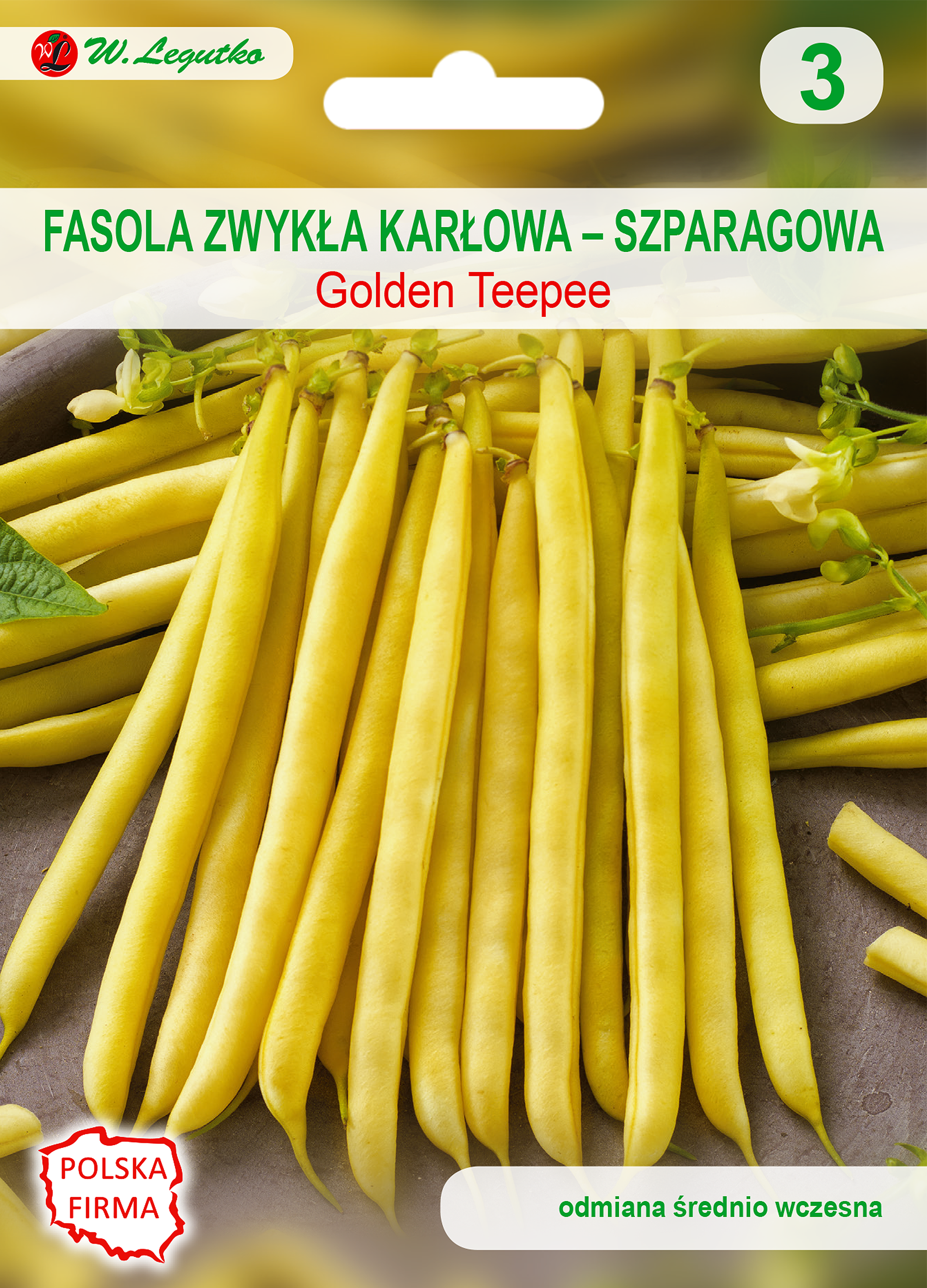 Fasola szparagowa karłowa Golden Teepee nasiona 35g W. Legutko