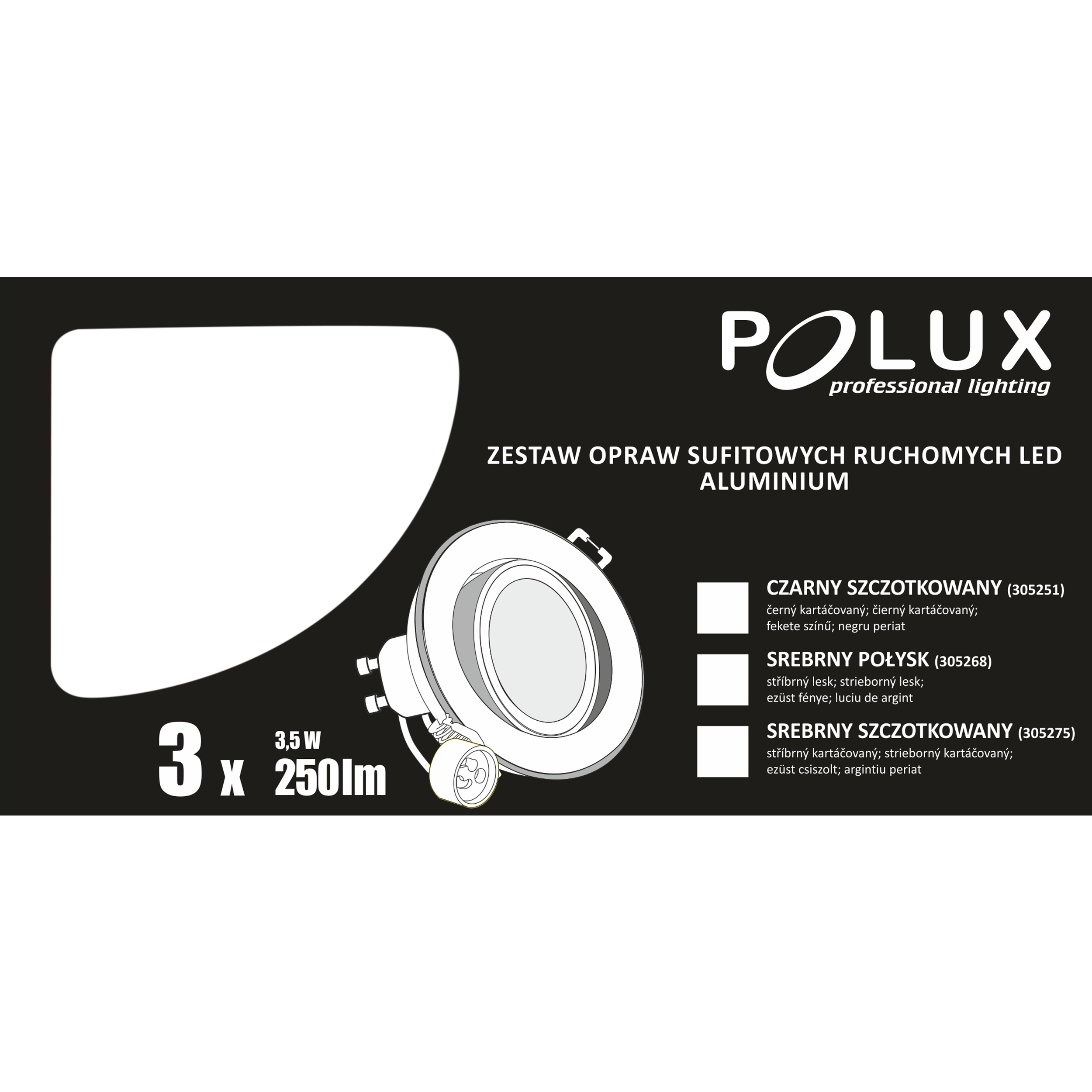 Zestaw opraw stropowych 3 szt. SUN OLAL czarne GU10 + LED POLUX - 5