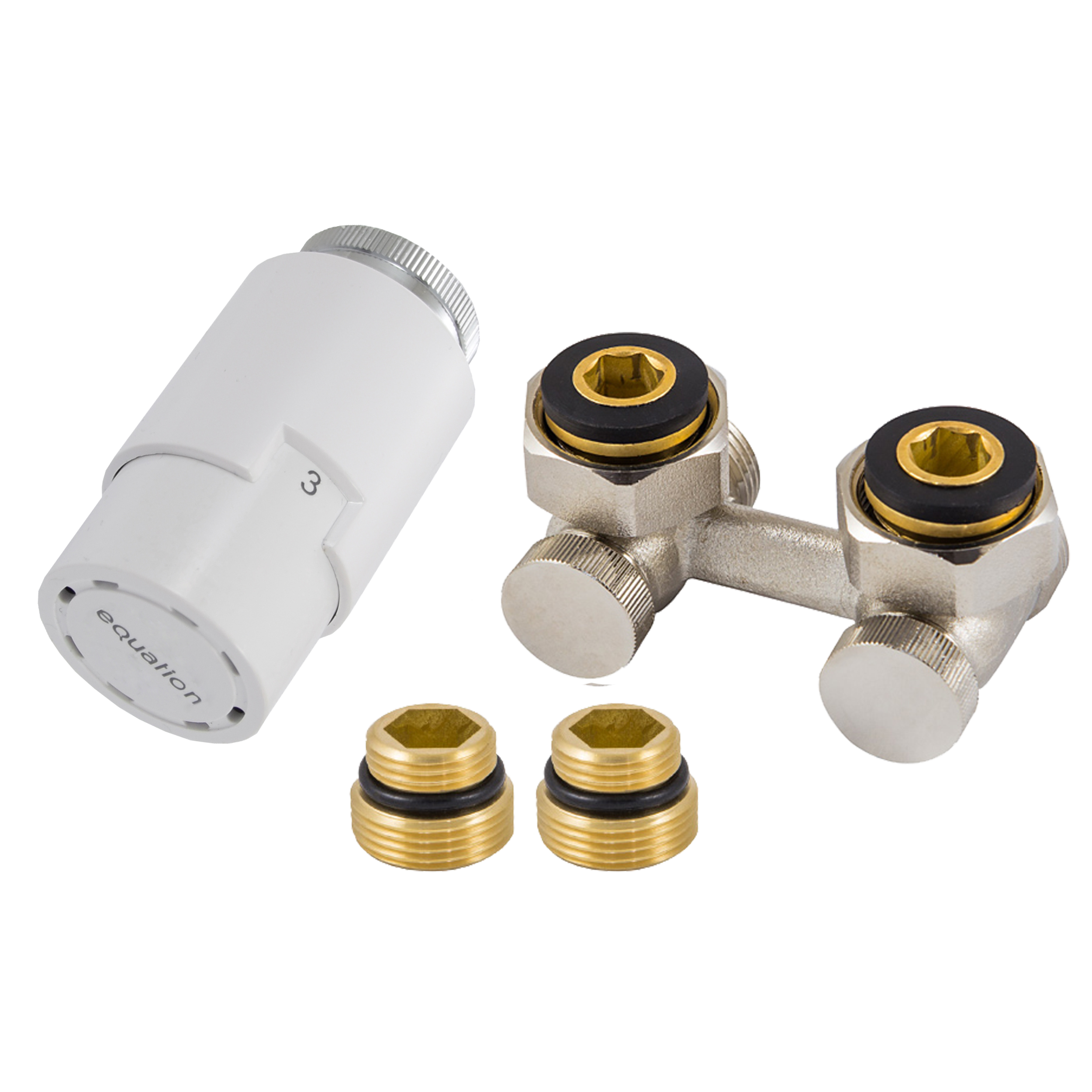 Zestaw termostatyczny KĄTOWY 1/2" nikiel EQUATION