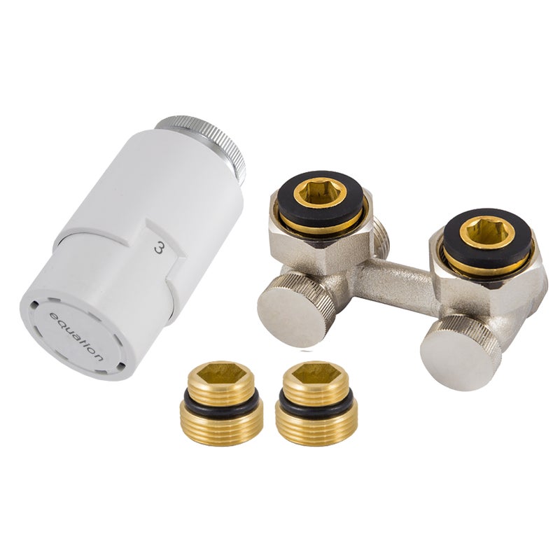 Zestaw termostatyczny KĄTOWY 1/2" nikiel EQUATION