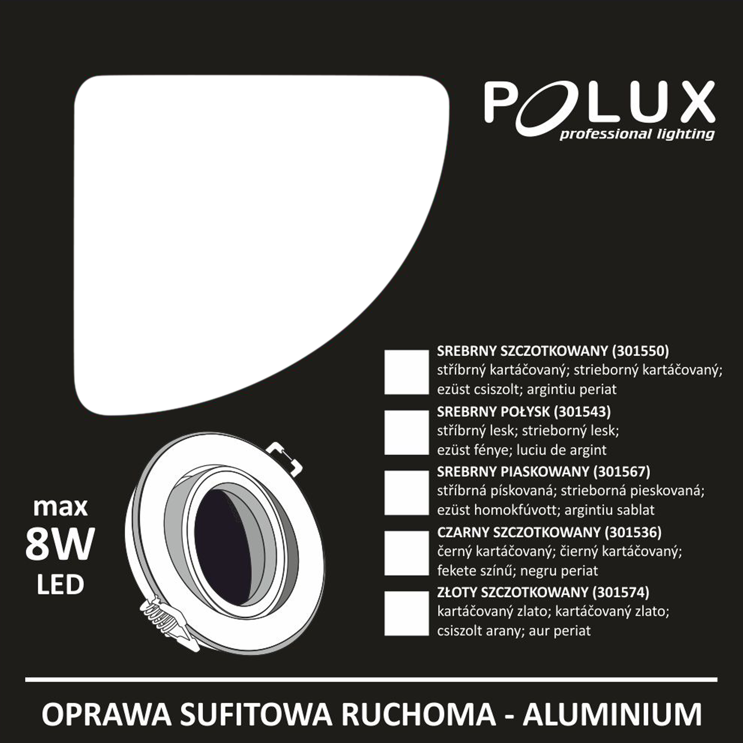 Oprawa stropowa oczko EAST OPAL srebrna okrągła GU10 POLUX - 3