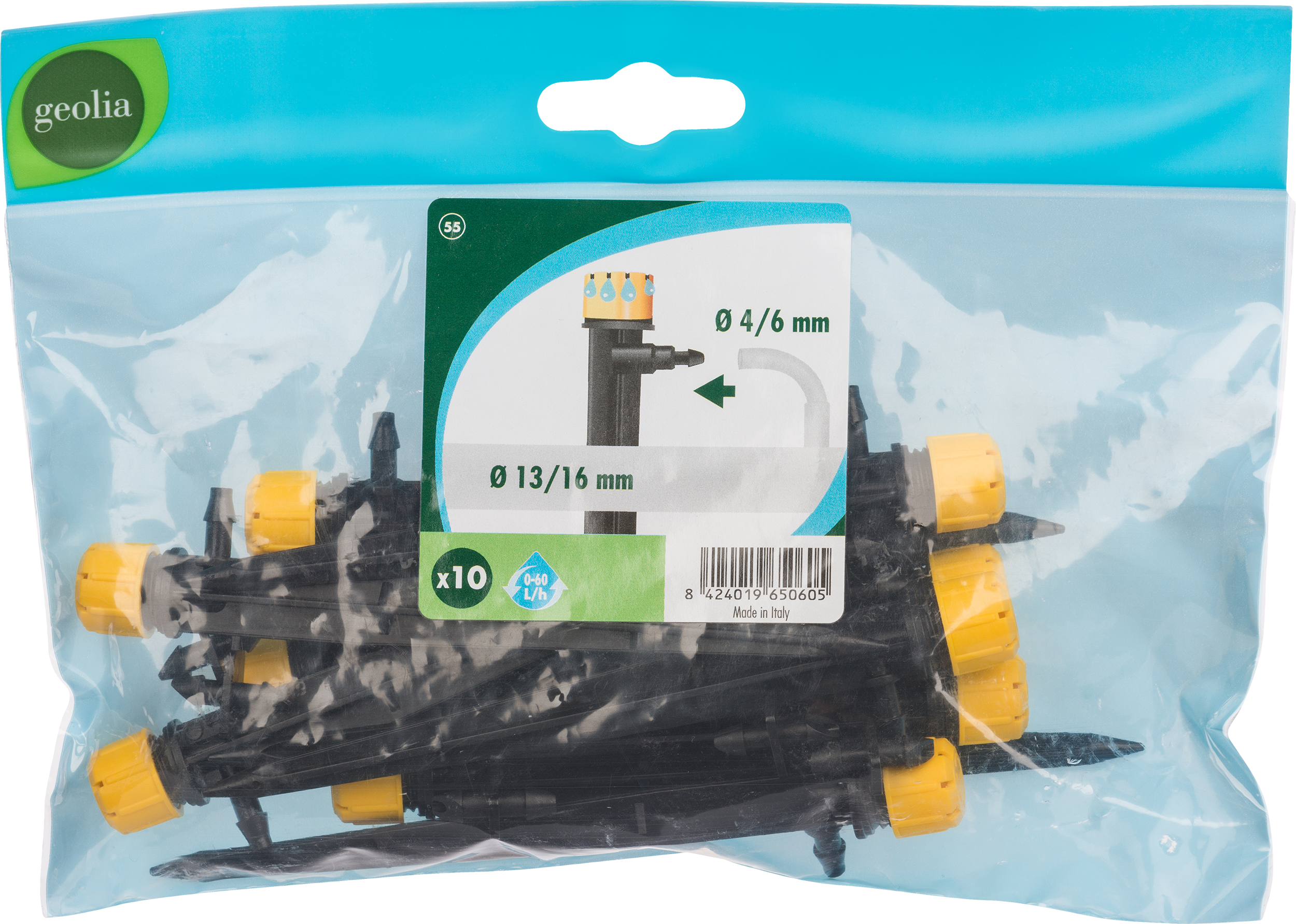 Gocciolatore fine linea regolatore di flusso per superfici circolari in polipropilene GEOLIA GEO8227-10 60 l/h - 6