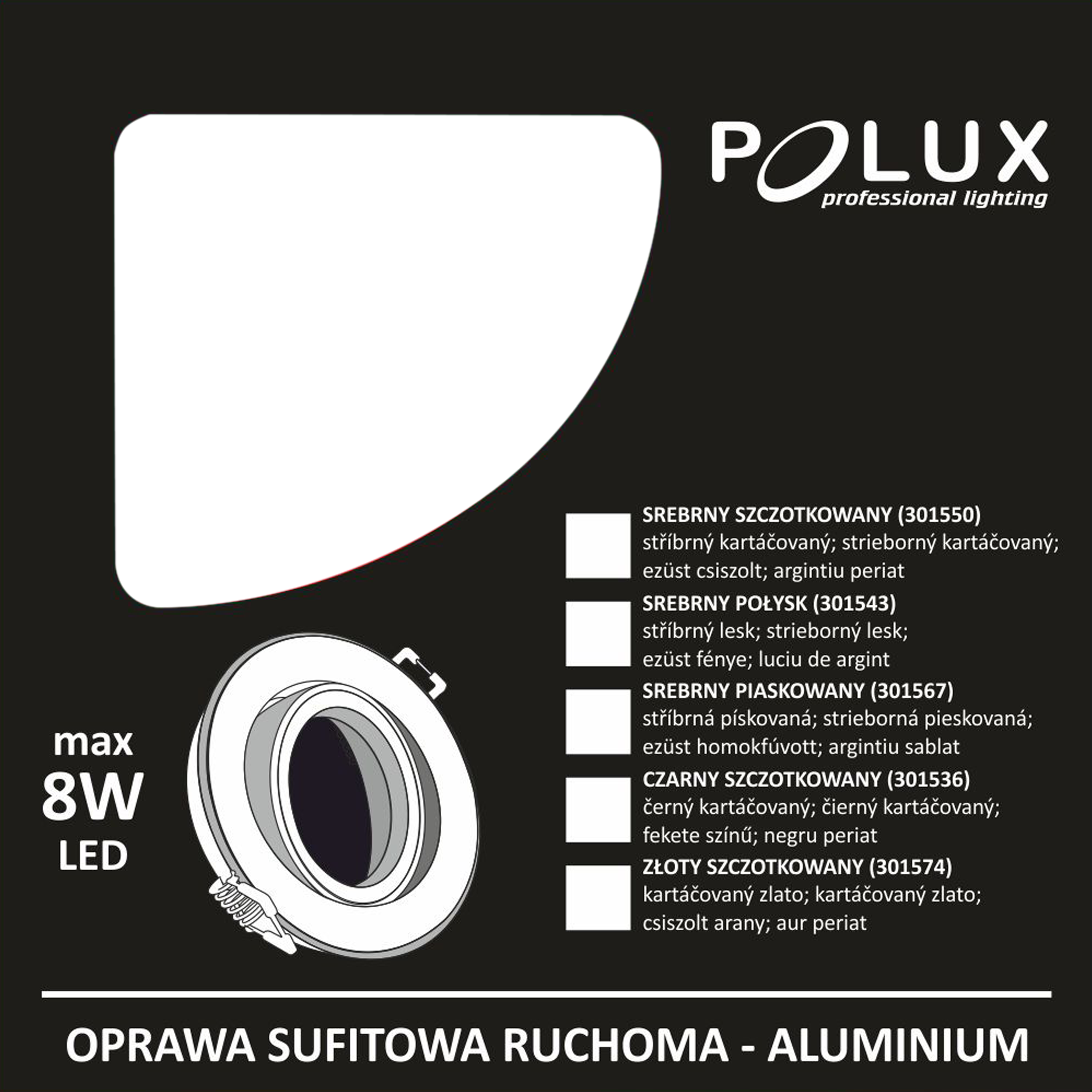 Oprawa stropowa oczko EAST OPAL srebrna okrągła GU10 POLUX - 3
