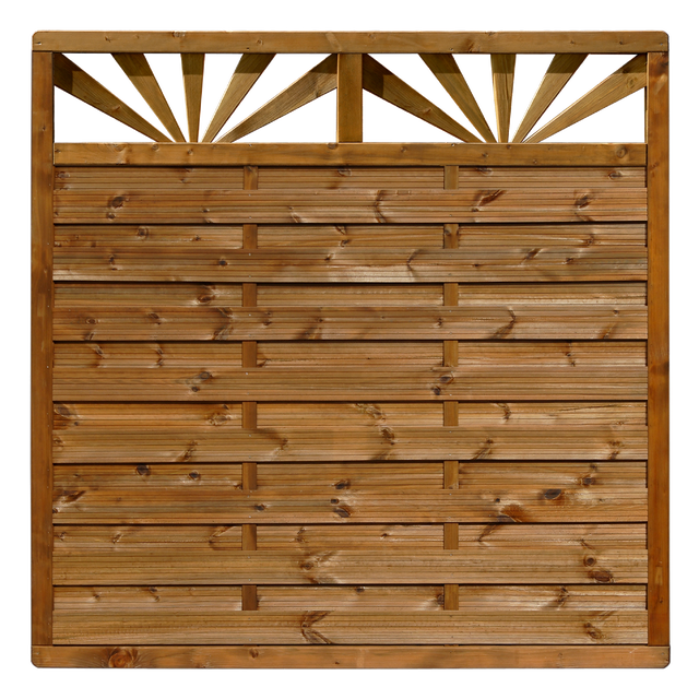 Płot szczelny z dekorem Sunrise 180x180 cm drewniany Werth-Holz