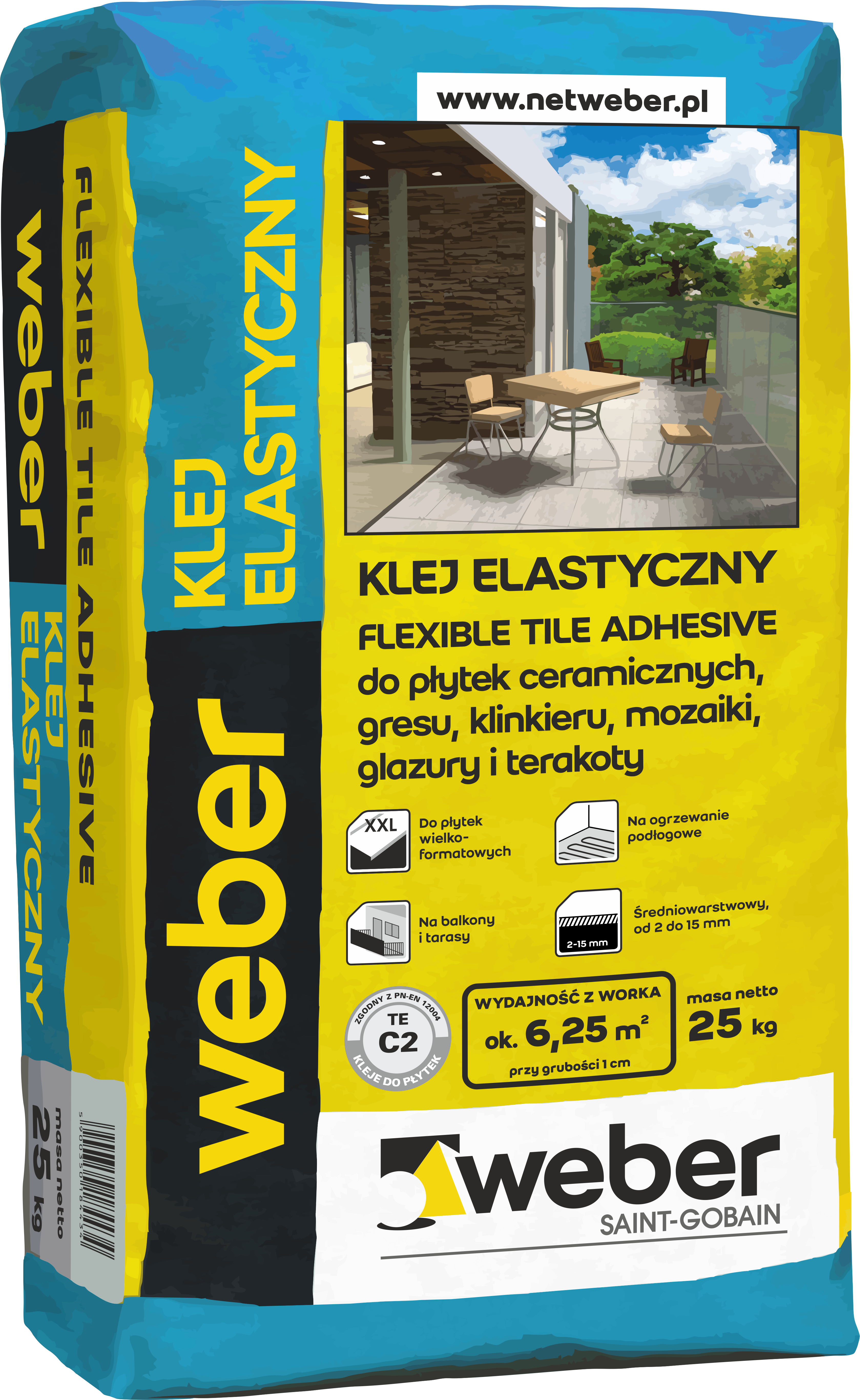 Klej elastyczny do płytek 25 kg WEBER