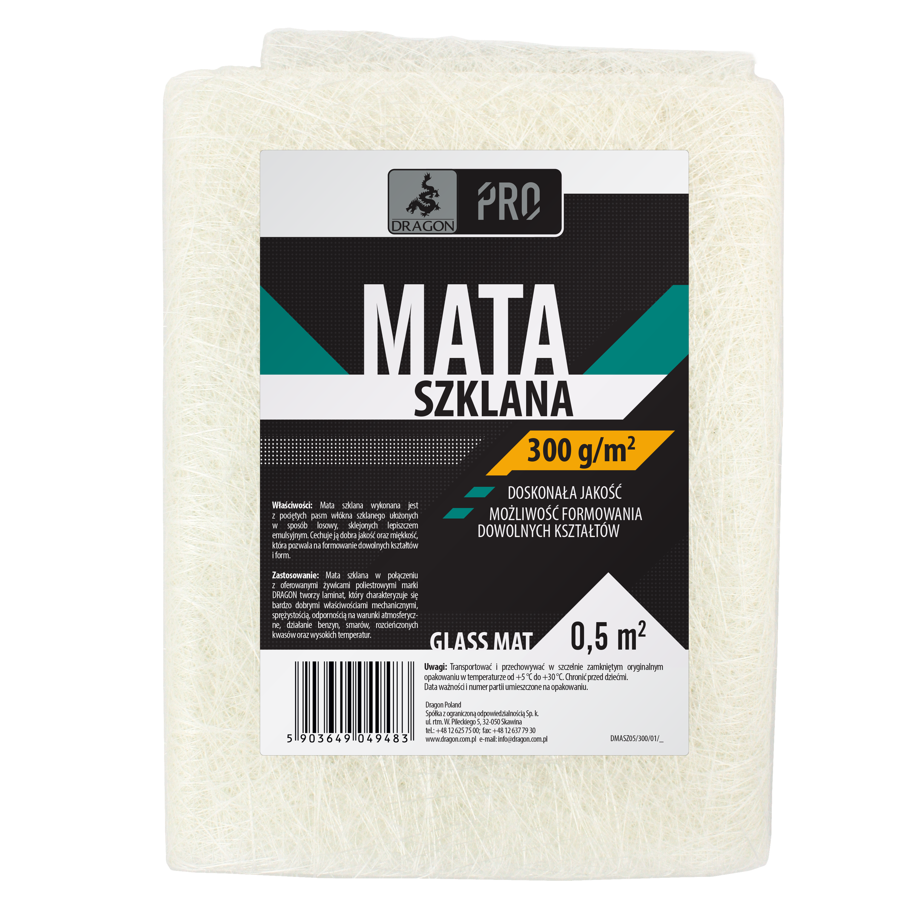 Mata szklana 0.5 m2 300 g/m2 DRAGON PRO