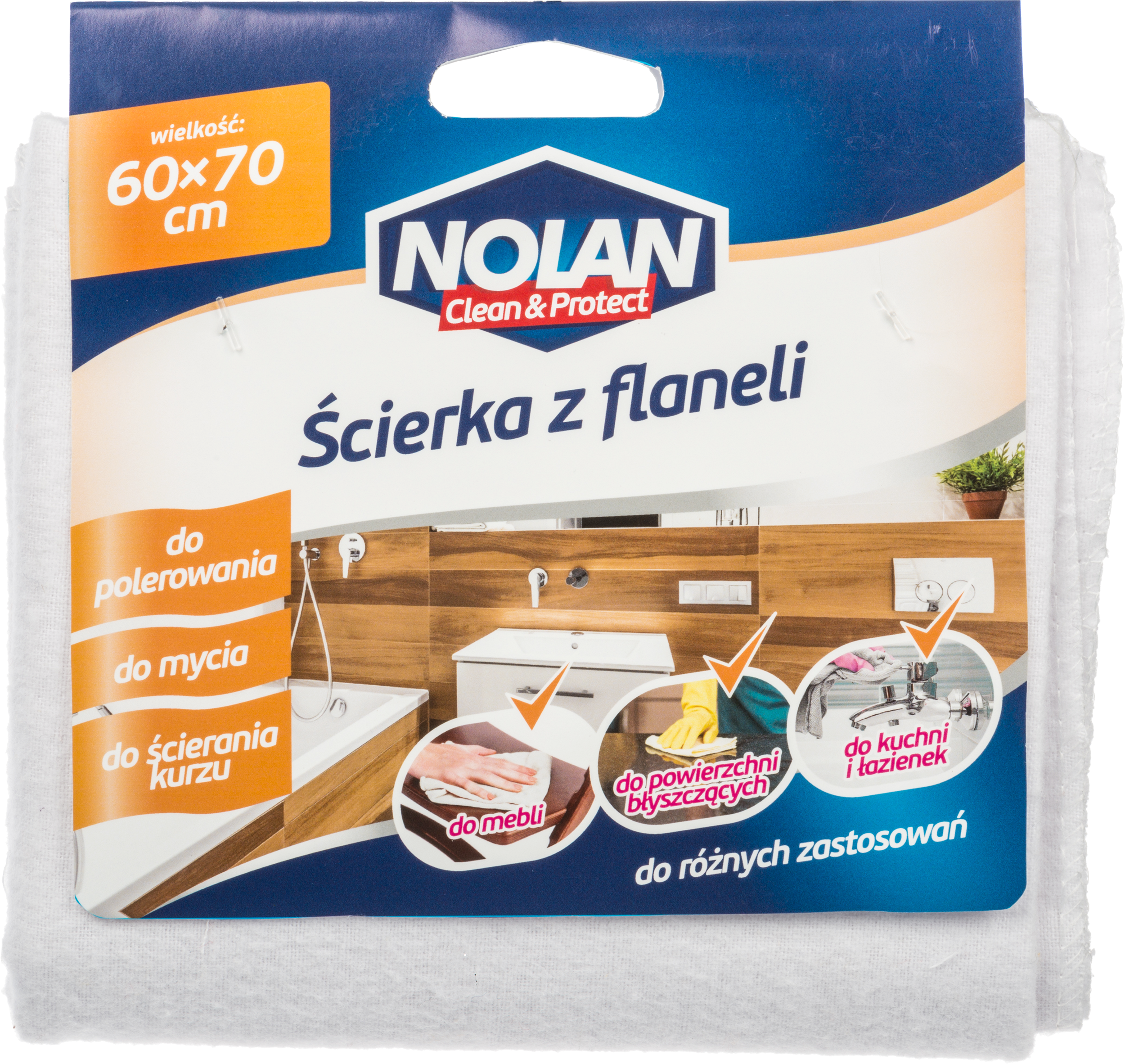 Ścierka z flaneli 60 x 70 cm biała NOLAN - 2