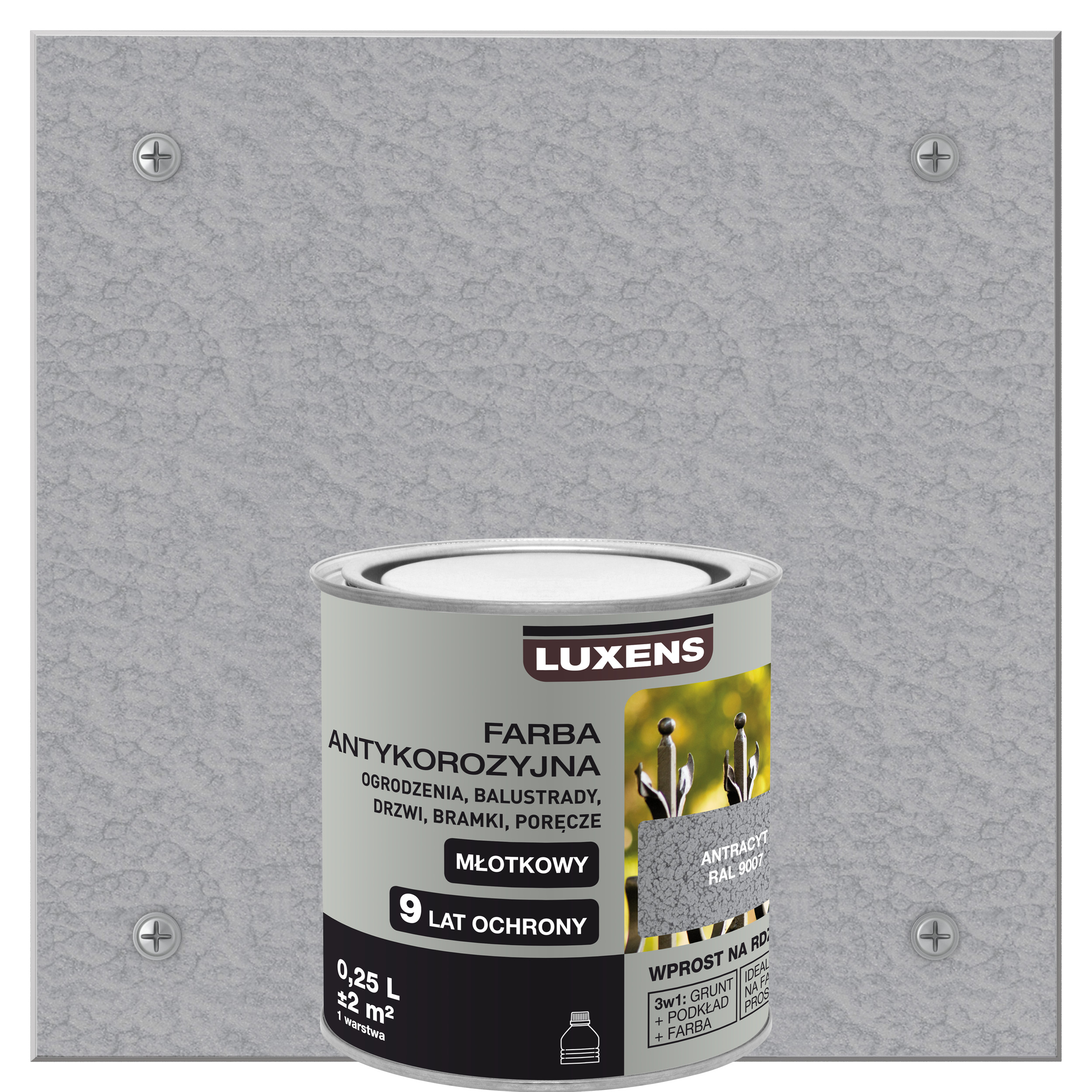 Farba antykorozyjna 0.25 l antracyt Młotkowy LUXENS