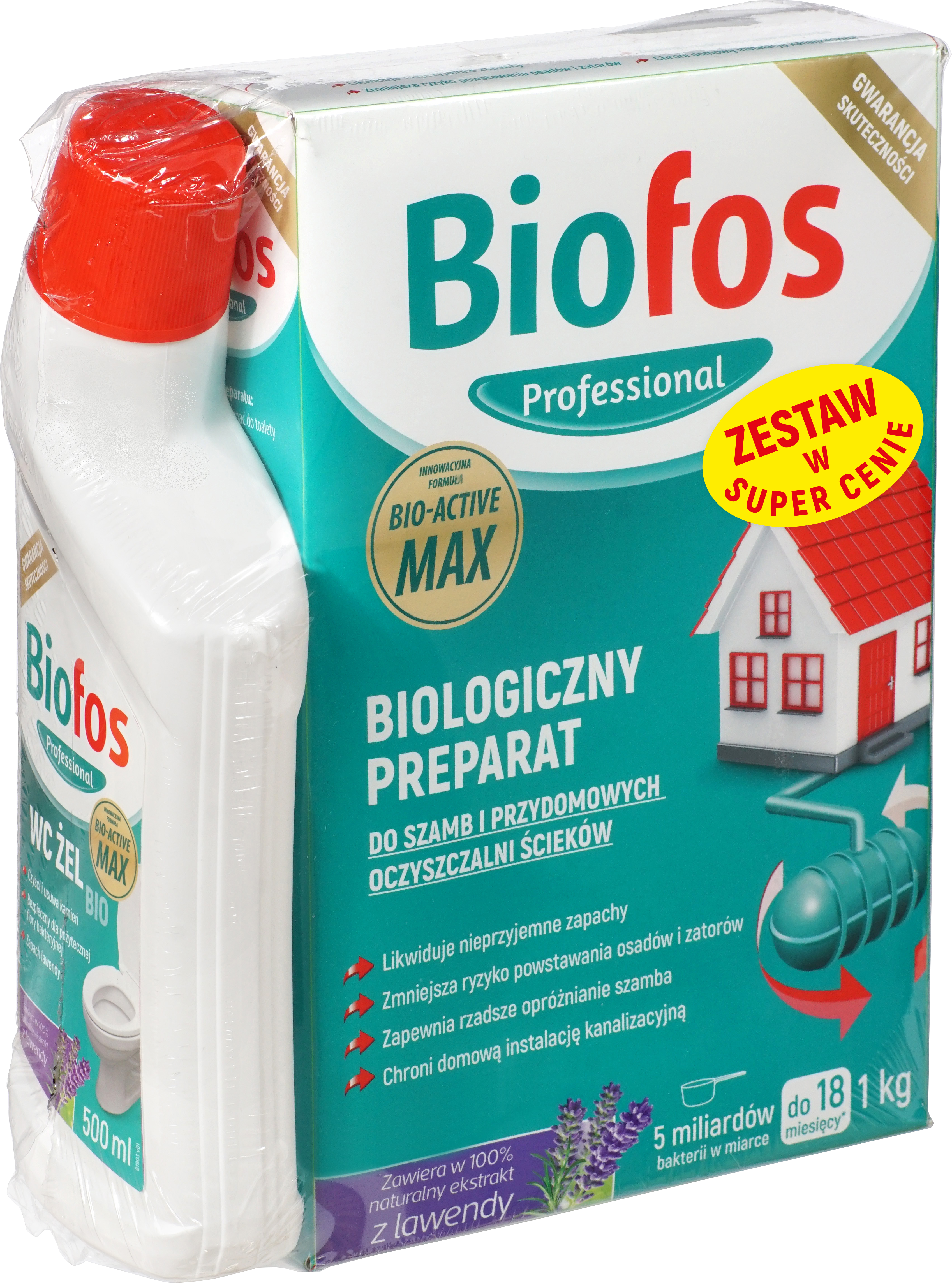 Preparat do szamb 1kg Biofos + WC żel 500ml