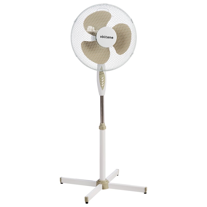 Wentylator stojący podłogowy 40 cm 40W z pilotem białobeżowy Volteno