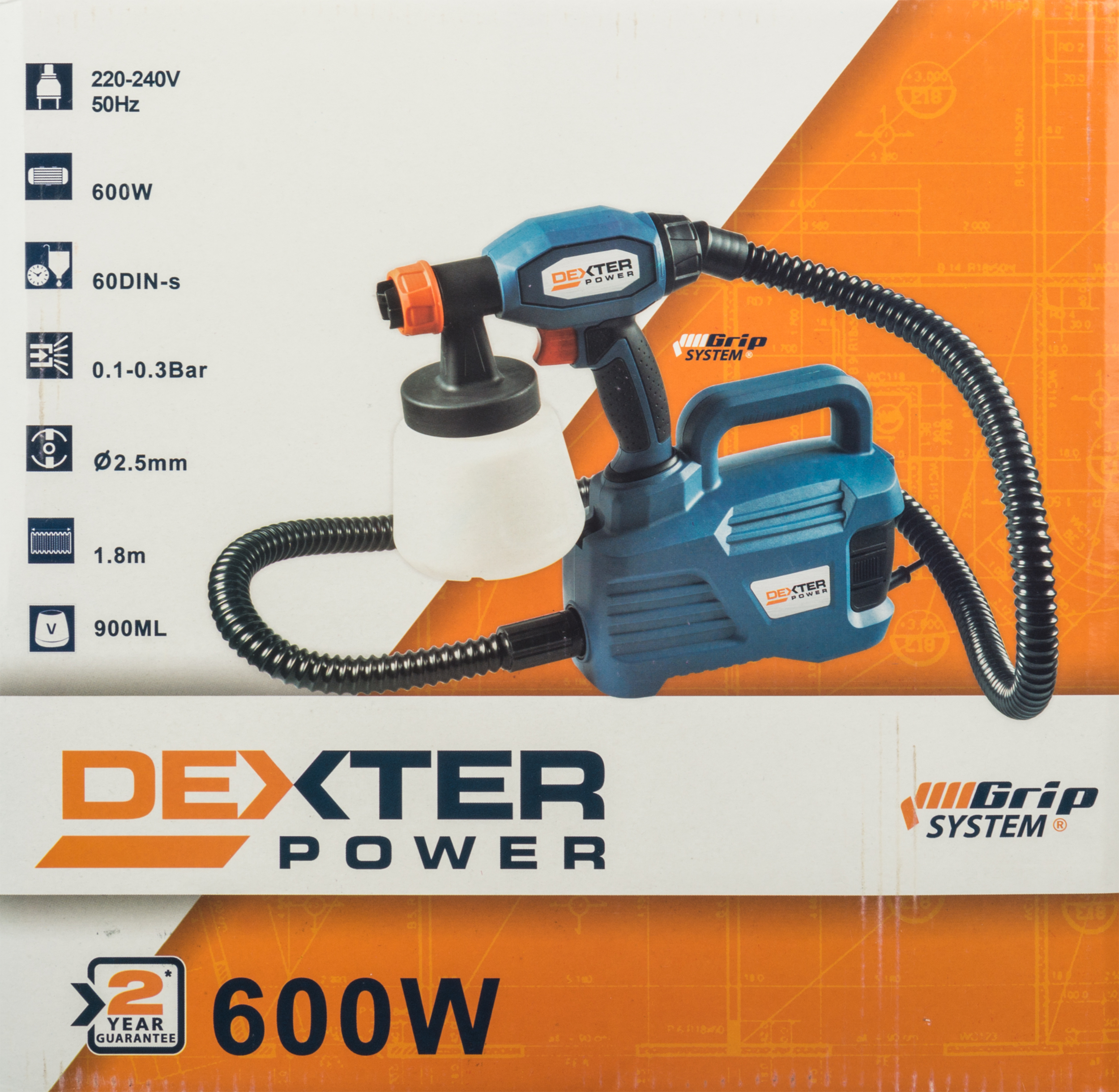 Elektryczny pistolet do malowania natryskowego HVLP 600 W DEXTER - 7