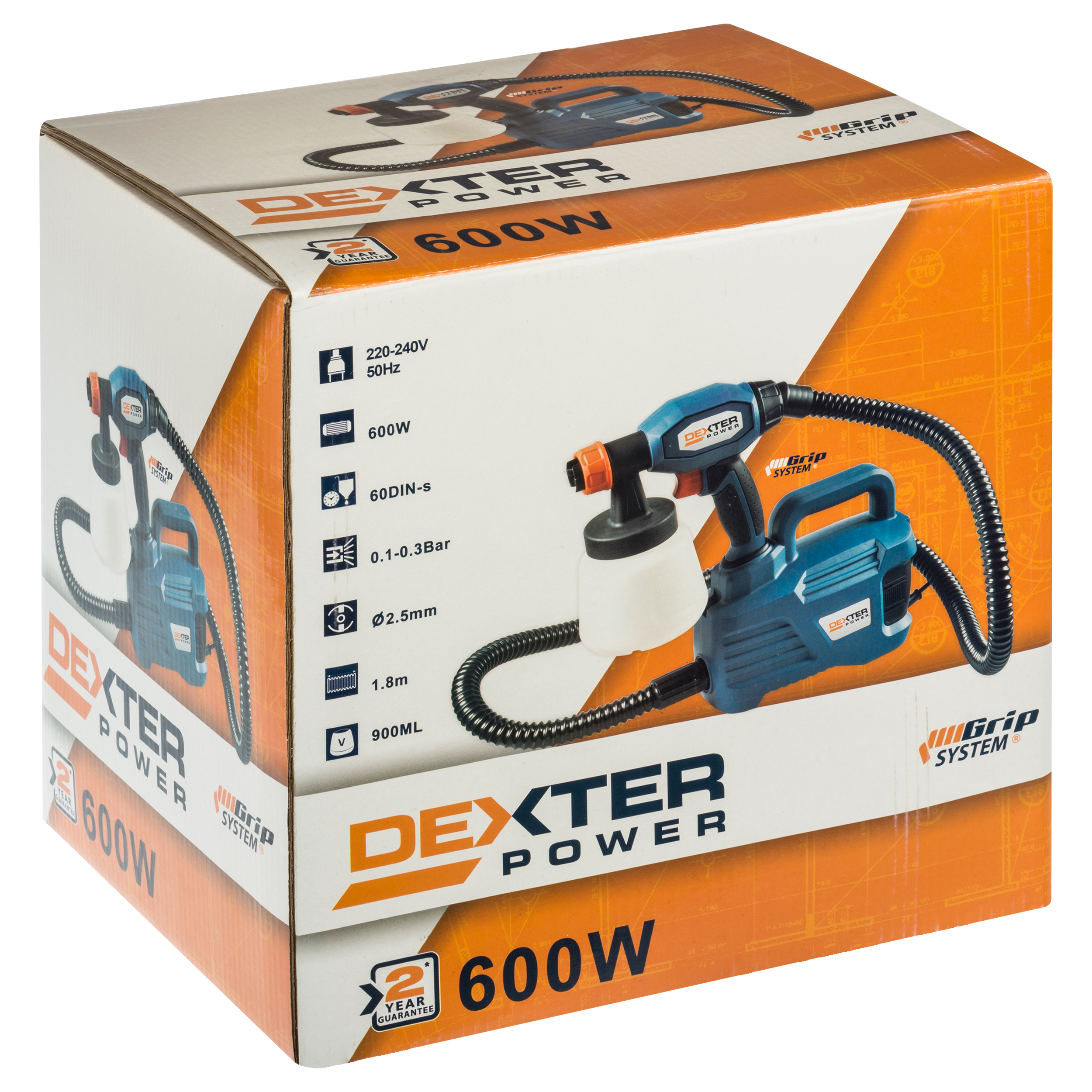 Elektryczny pistolet do malowania natryskowego HVLP 600 W DEXTER - 6