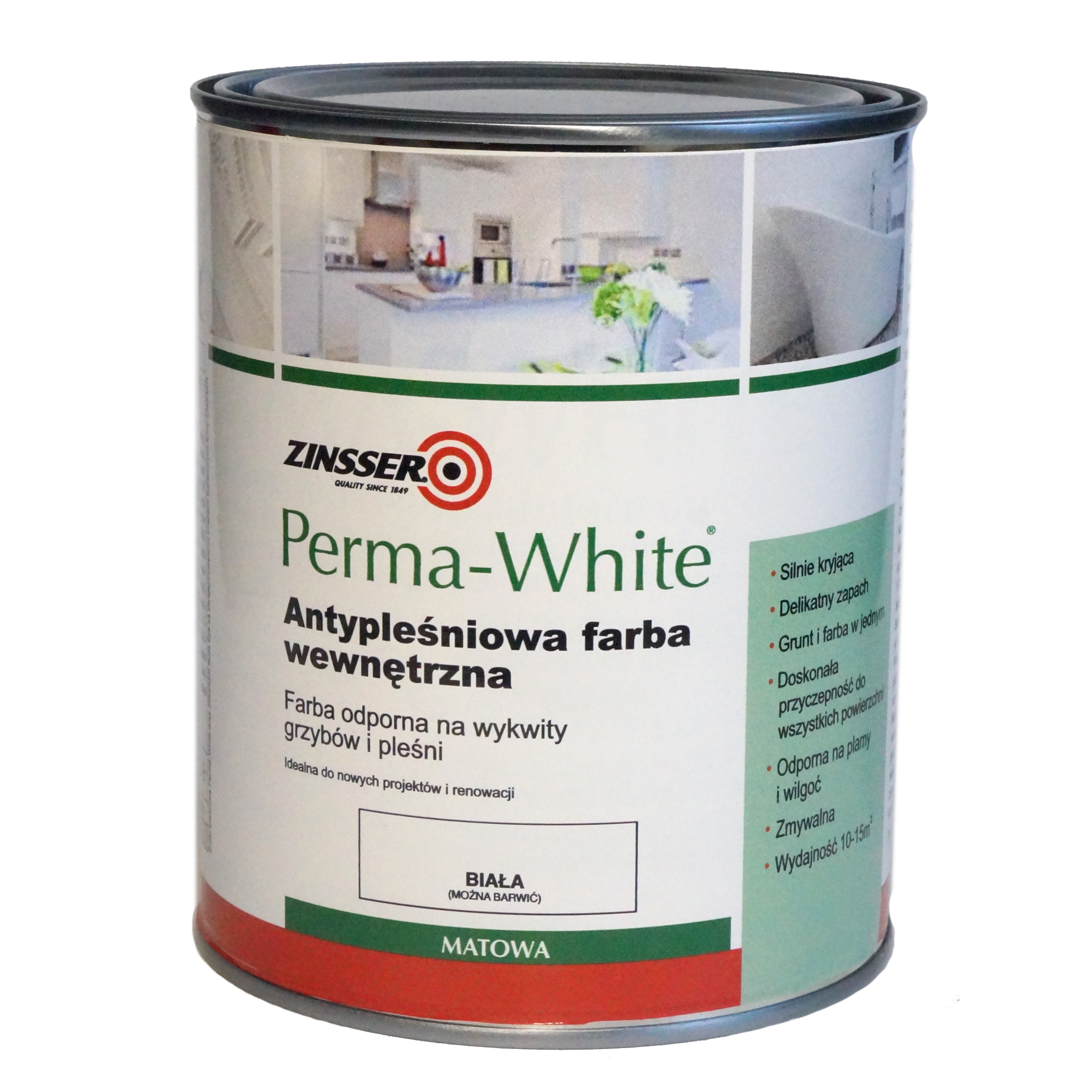 Farba chroniąca przed pleśnią PERMA WHITE 1 l Biała Matowa ZINSSER