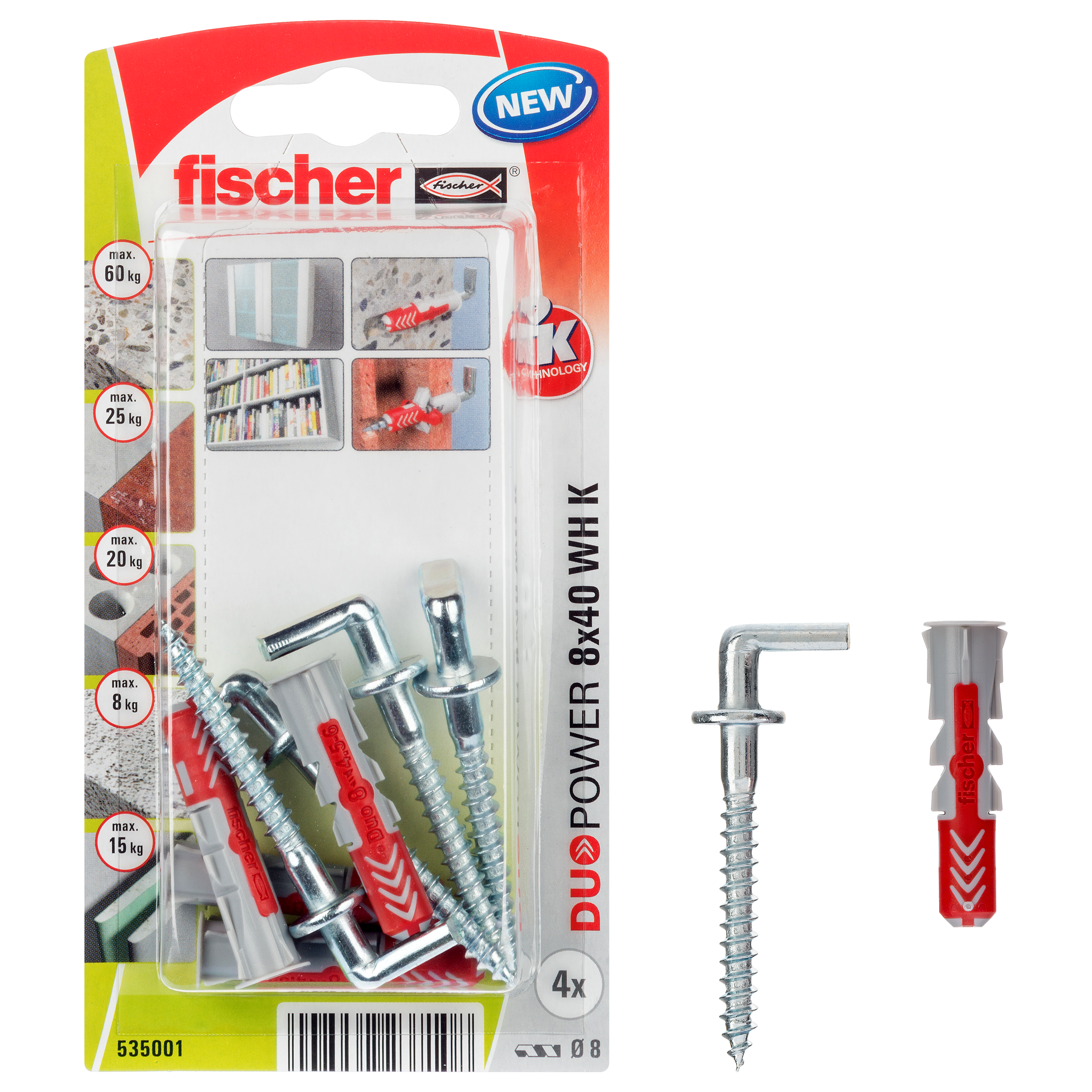 Kołek uniwersalny WH K NV Duopower 8 x 40 mm 4 szt. Fischer - 2