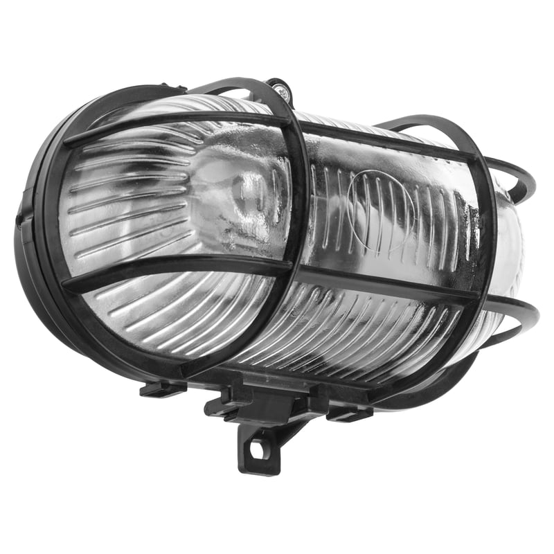 Oprawa z klatką IP44 czarna owalna E27 INSPIRE