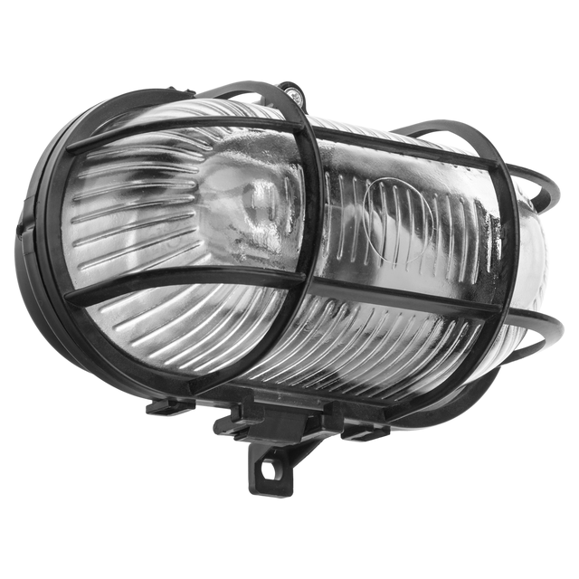 Oprawa z klatką IP44 czarna owalna E27 INSPIRE