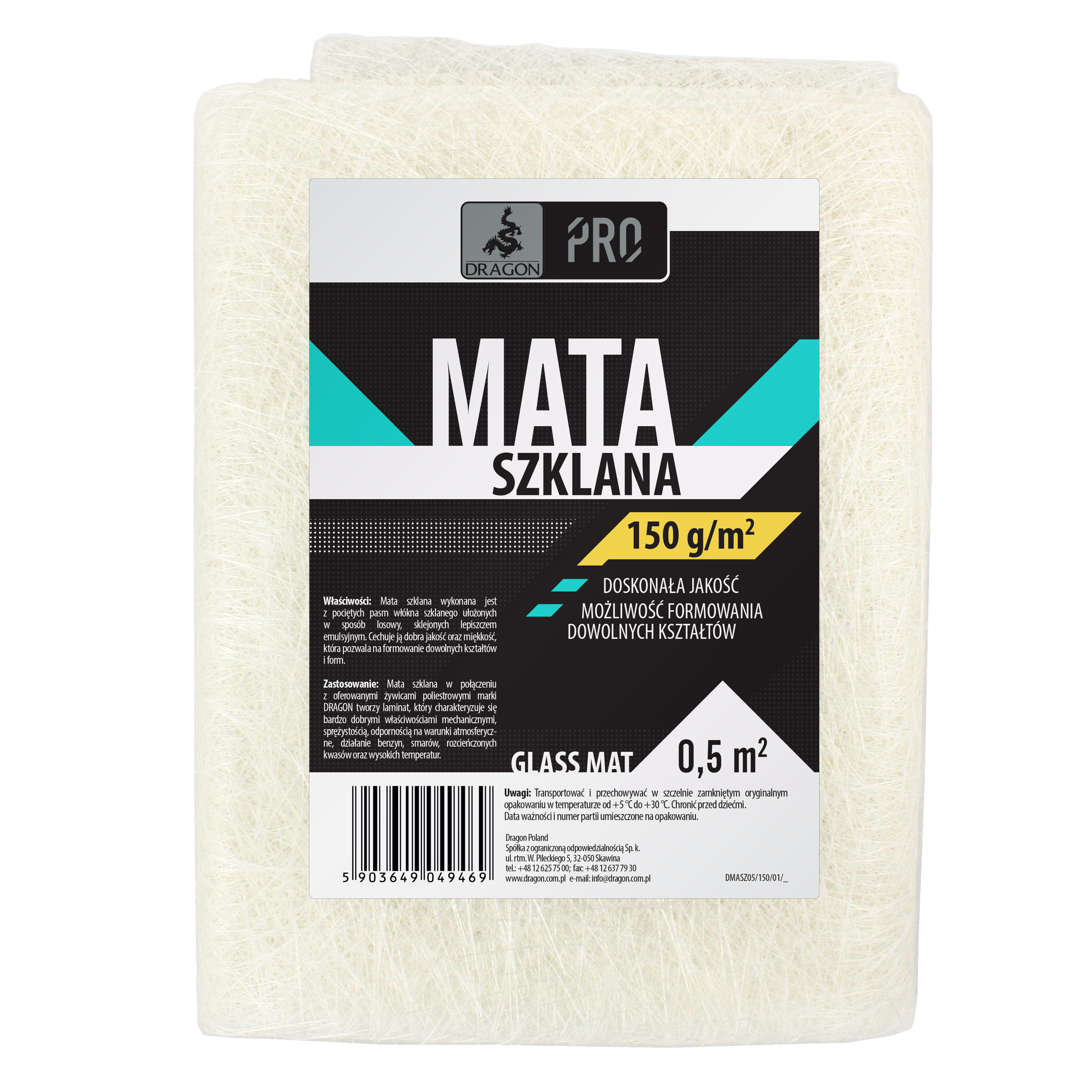 Mata szklana 0.5 m2 150 g/m2 DRAGON PRO