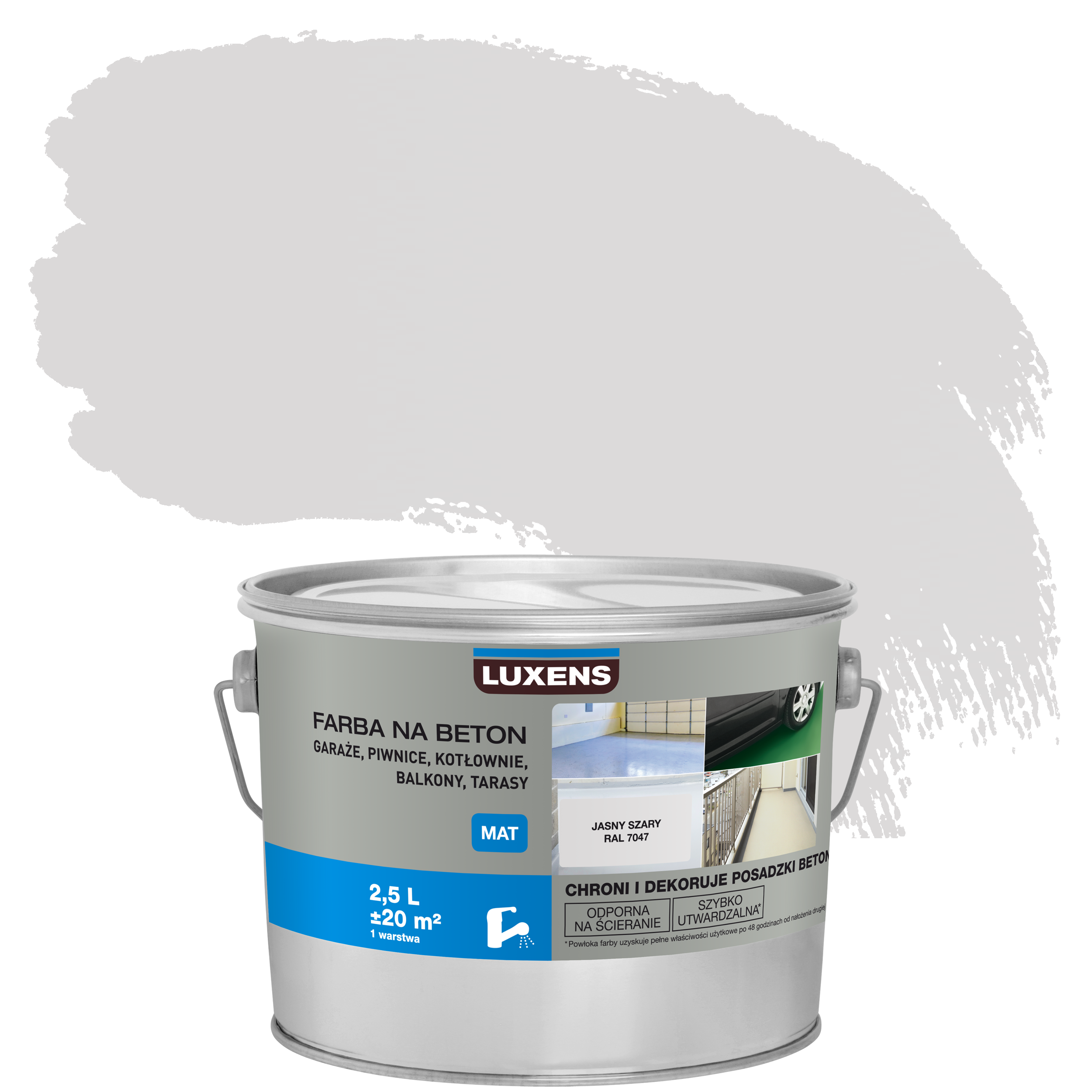 Farba do podłóg na beton Luxens 2.5 l Jasny szary 7047 Mat